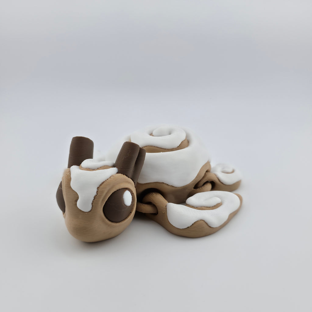 Cinnaswirl Turtle | Articulated Cinnamon Roll Turtle Figure | 3D Printed Collectible | Sweet-Themed Fantasy Creature