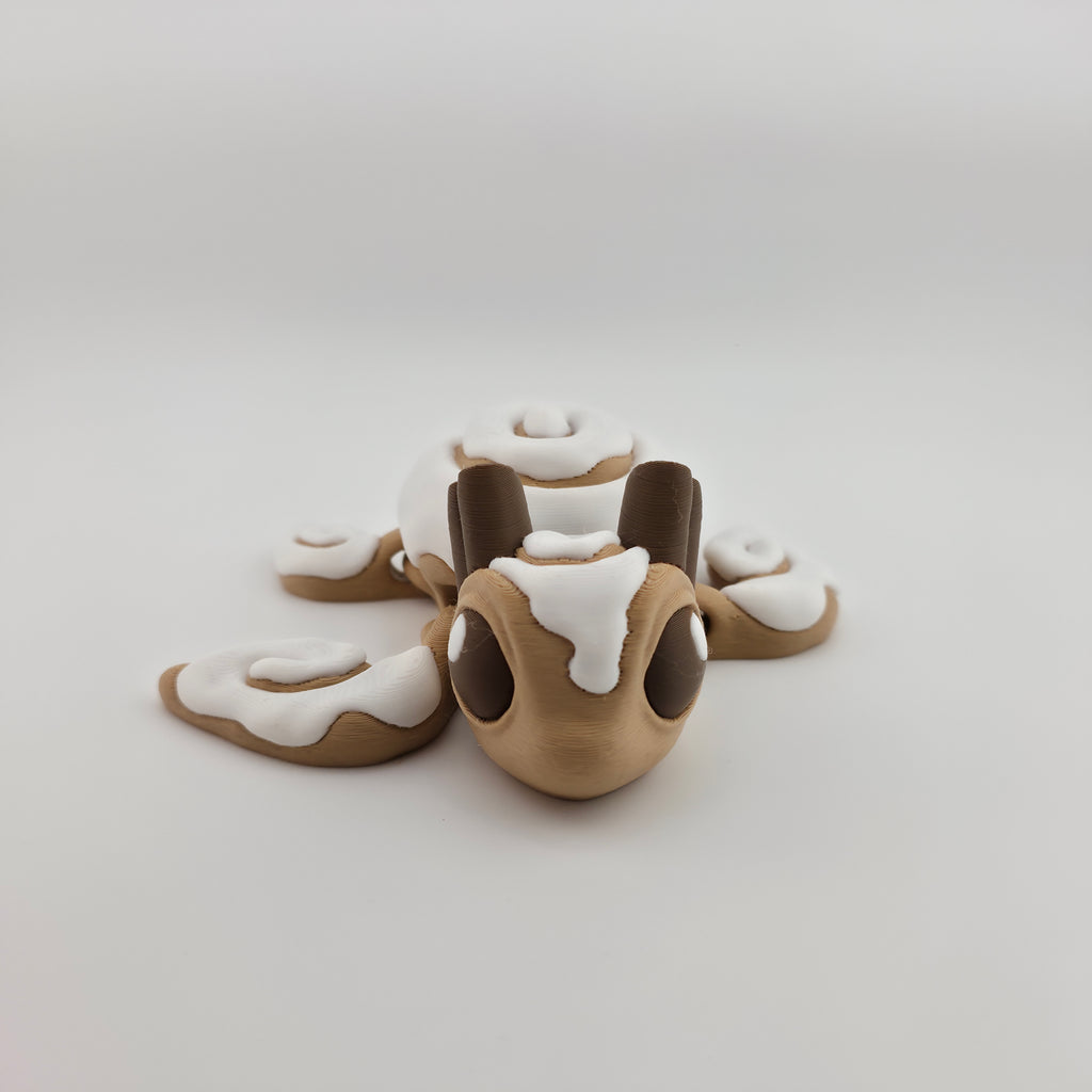 Cinnaswirl Turtle | Articulated Cinnamon Roll Turtle Figure | 3D Printed Collectible | Sweet-Themed Fantasy Creature