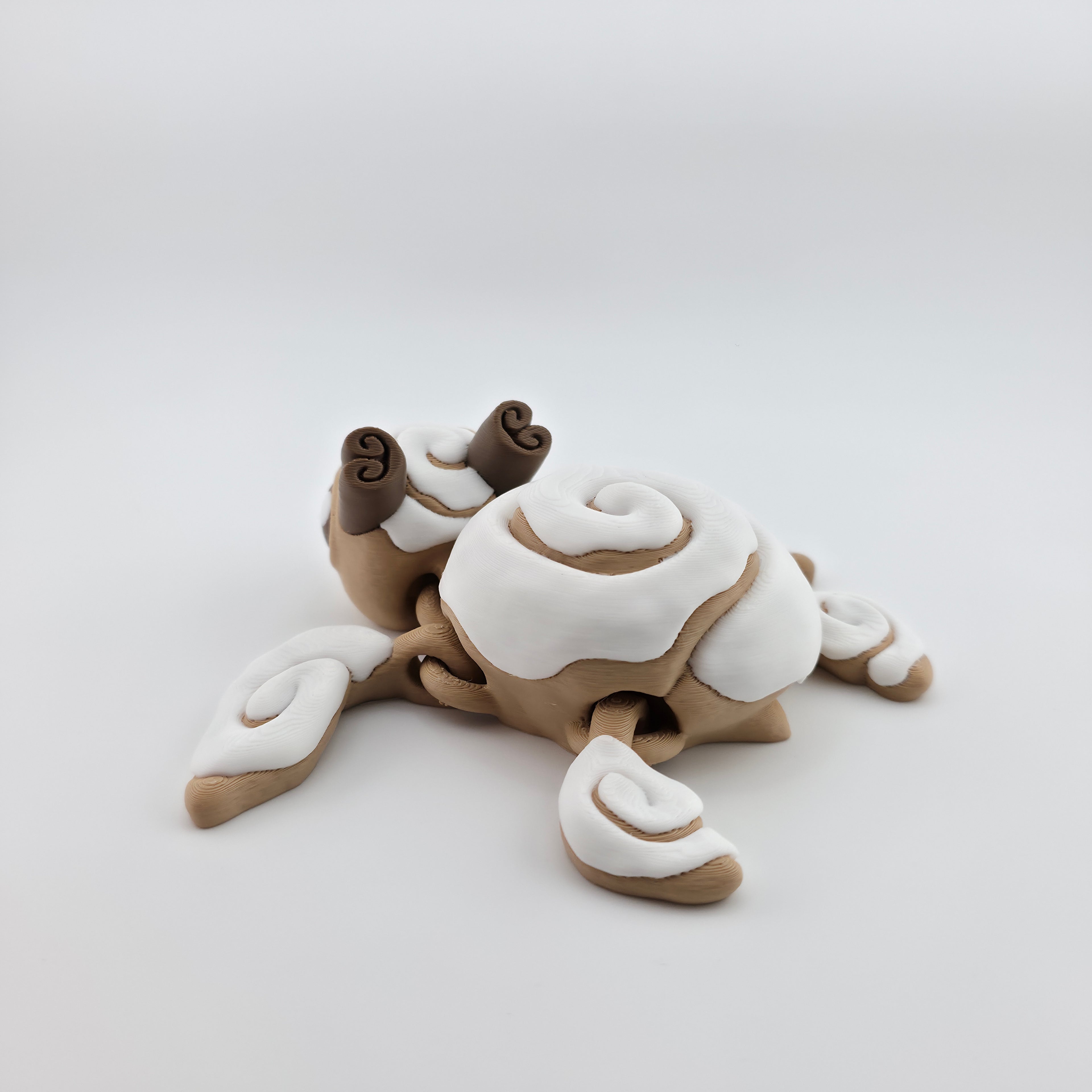 Cinnaswirl Turtle | Articulated Cinnamon Roll Turtle Figure | 3D Printed Collectible | Sweet-Themed Fantasy Creature