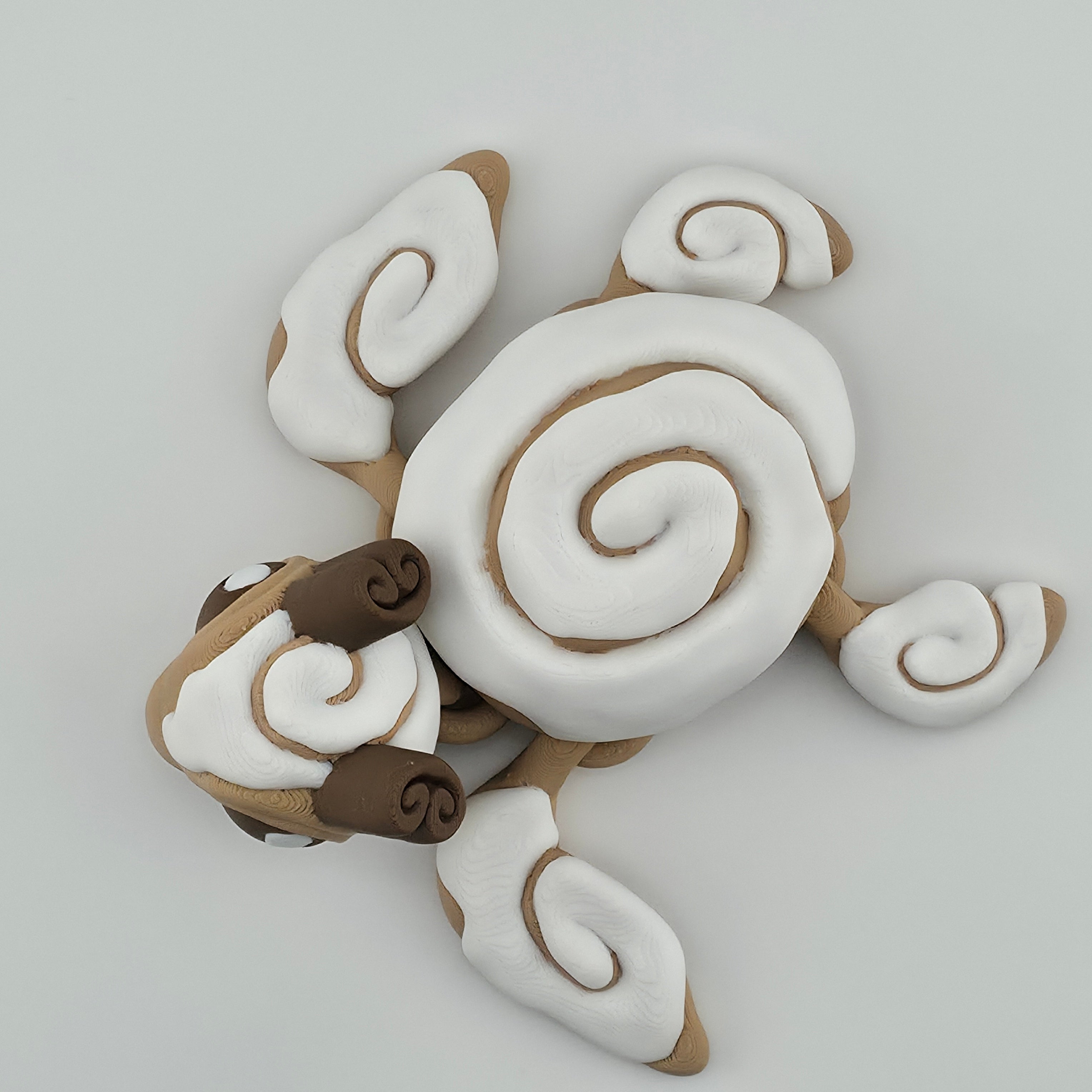 Cinnaswirl Turtle | Articulated Cinnamon Roll Turtle Figure | 3D Printed Collectible | Sweet-Themed Fantasy Creature