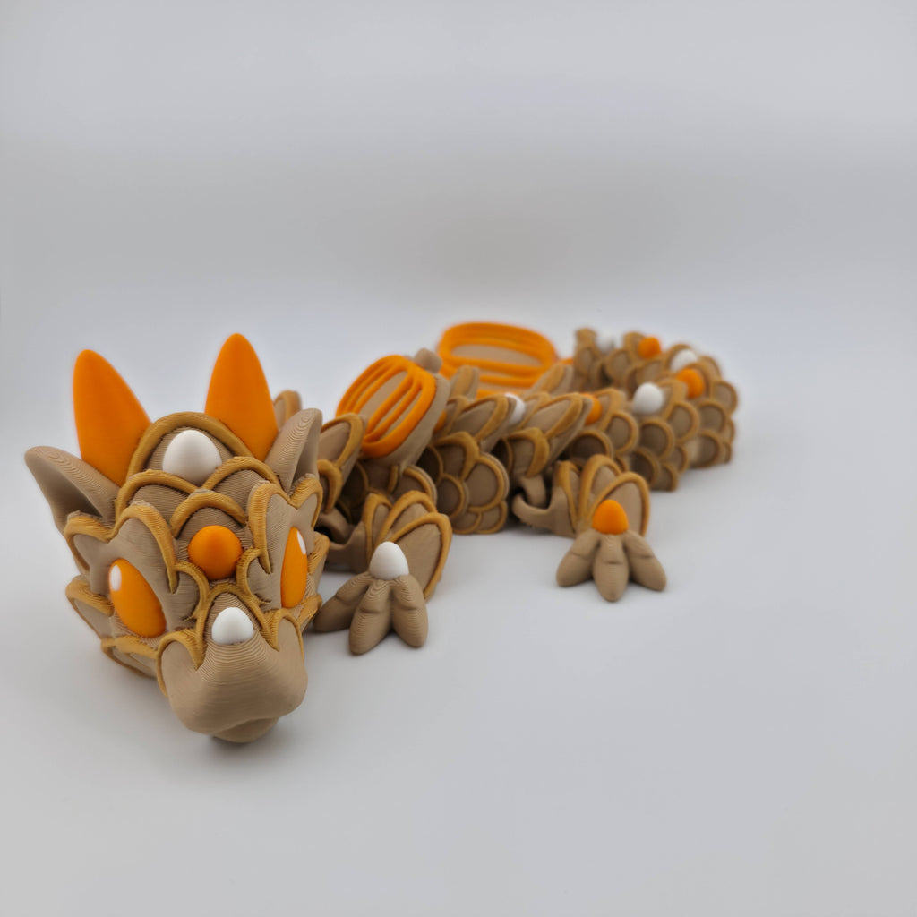 Baby Pumpkin Spice Cookie Dragon | Articulated Fall Dragon Figure | 3D Printed Collectible | Autumn Edition