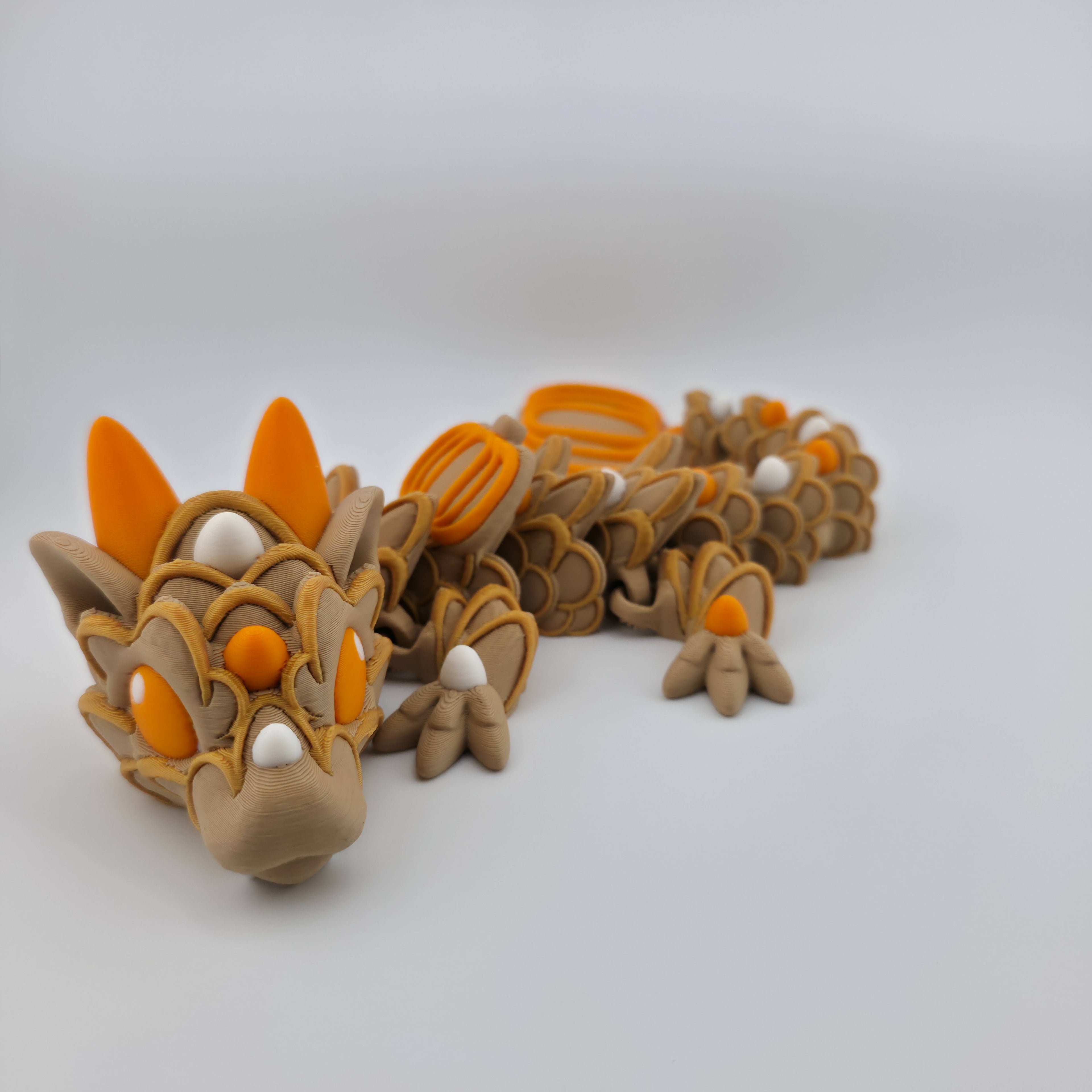 Baby Pumpkin Spice Cookie Dragon | Articulated Fall Dragon Figure | 3D Printed Collectible | Autumn Edition