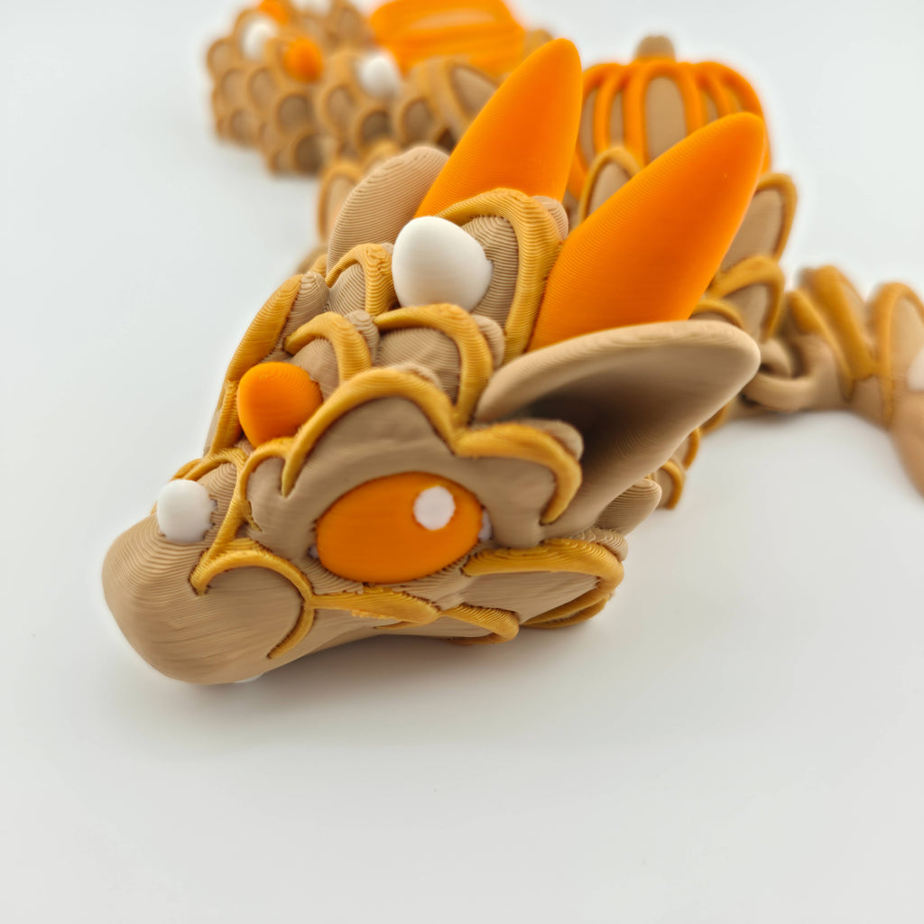 Baby Pumpkin Spice Cookie Dragon | Articulated Fall Dragon Figure | 3D Printed Collectible | Autumn Edition