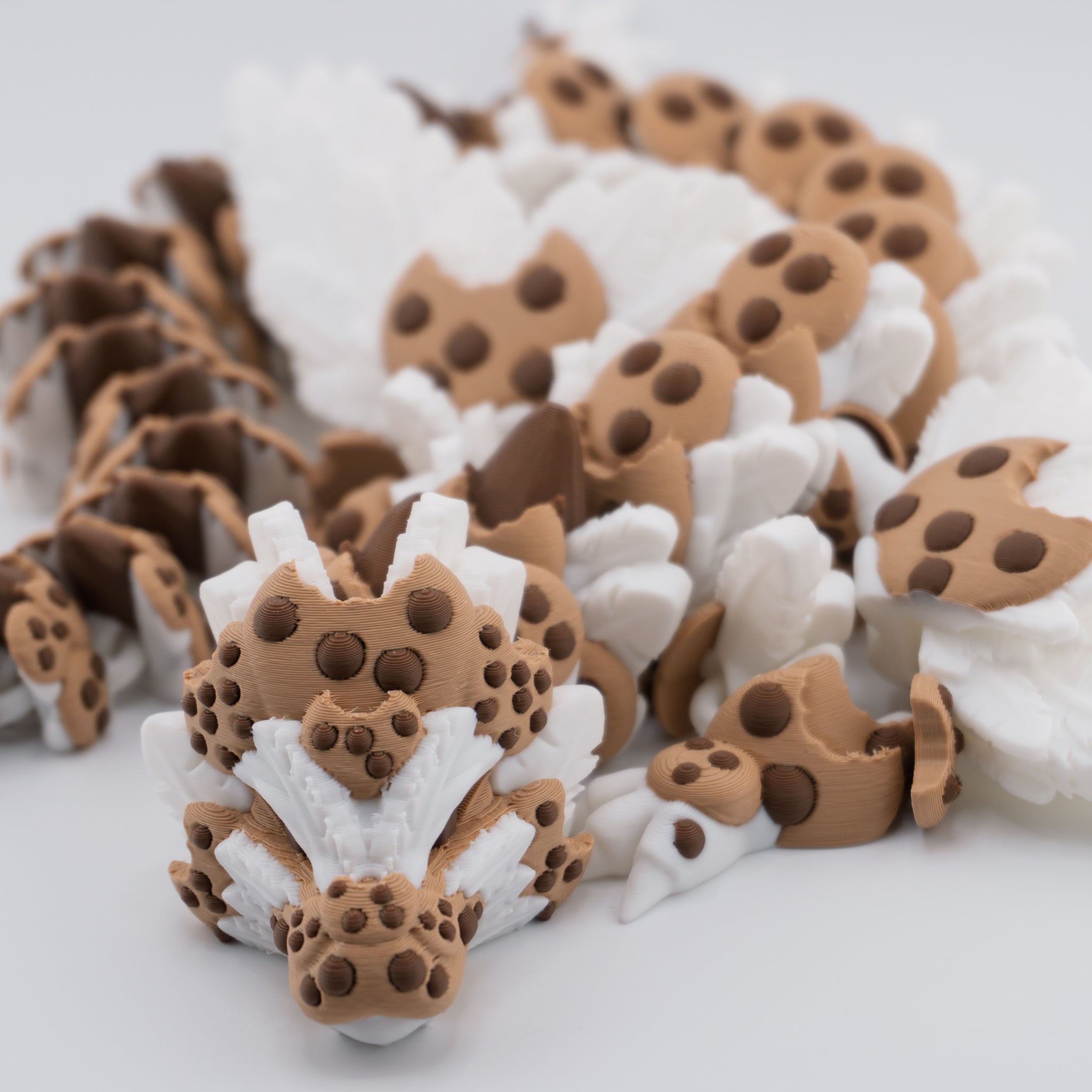 Chocolate Chip Cookie Dragon | Articulated Adult & Baby Versions | Expanding Wings