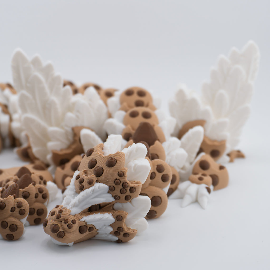 Chocolate Chip Cookie Dragon | Articulated Adult & Baby Versions | Expanding Wings