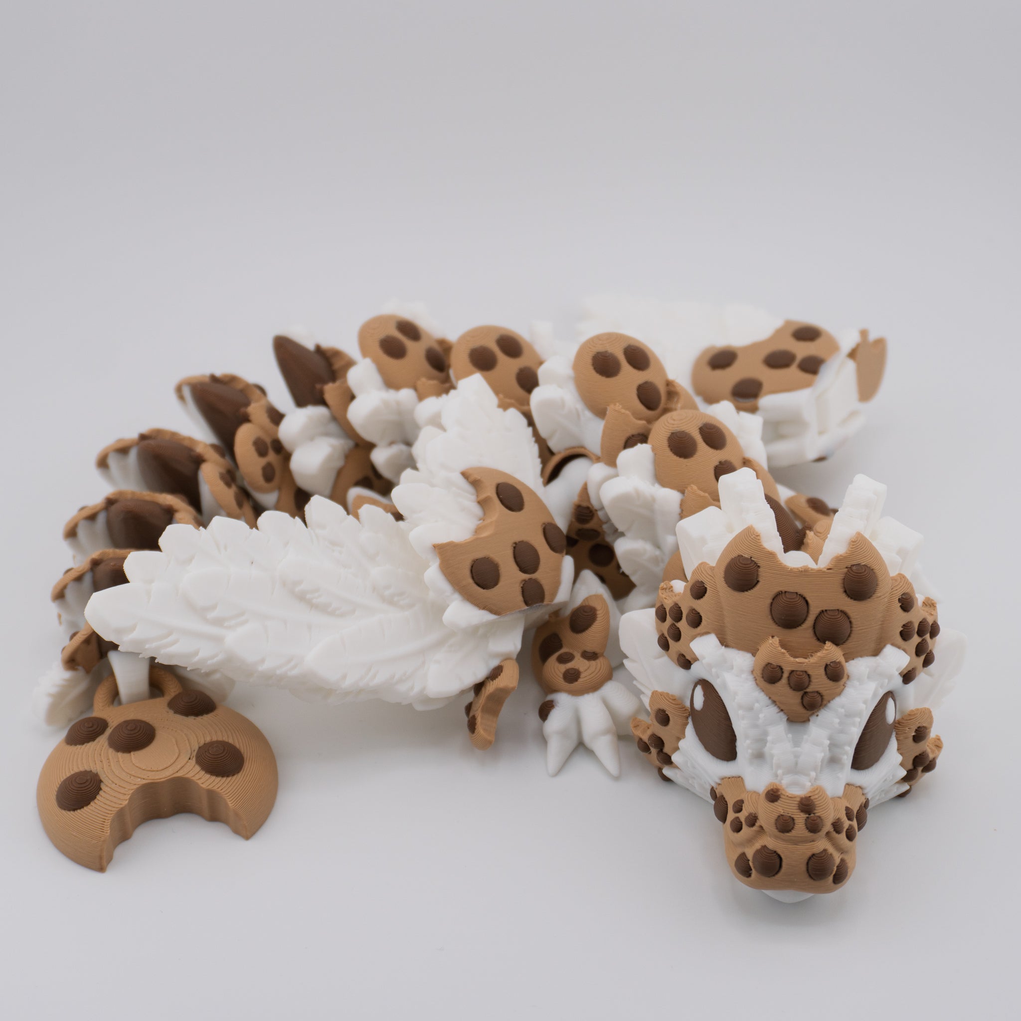 Chocolate Chip Cookie Dragon | Articulated Adult & Baby Versions | Expanding Wings