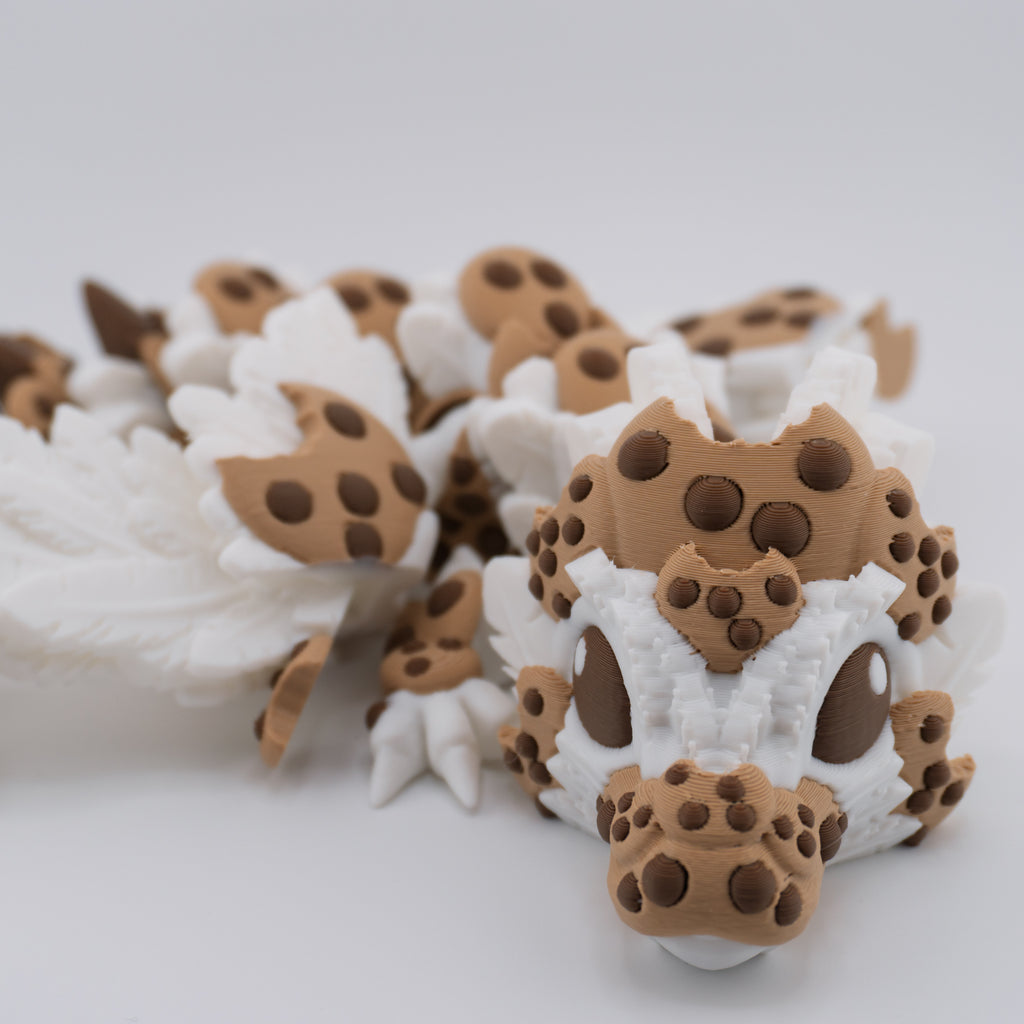 Chocolate Chip Cookie Dragon | Articulated Adult & Baby Versions | Expanding Wings