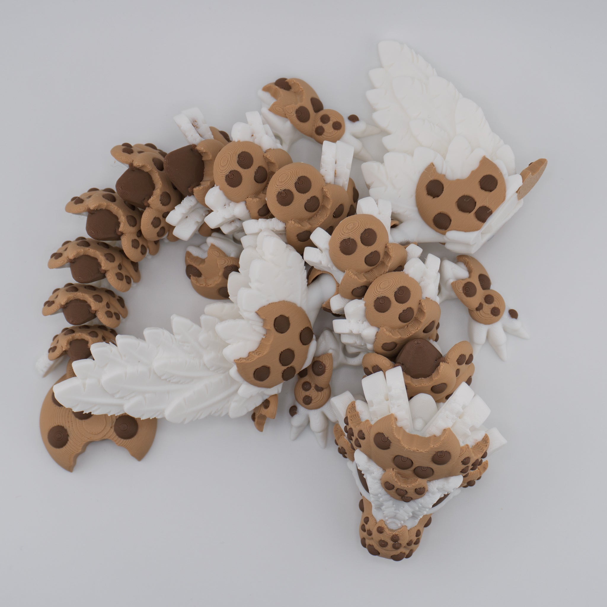 Chocolate Chip Cookie Dragon | Articulated Adult & Baby Versions | Expanding Wings
