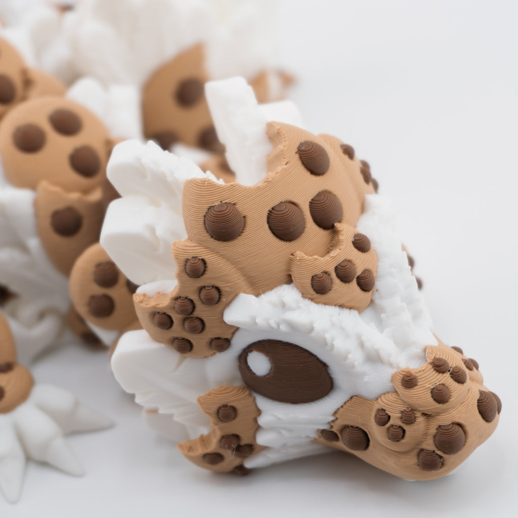 Chocolate Chip Cookie Dragon | Articulated Adult & Baby Versions | Expanding Wings