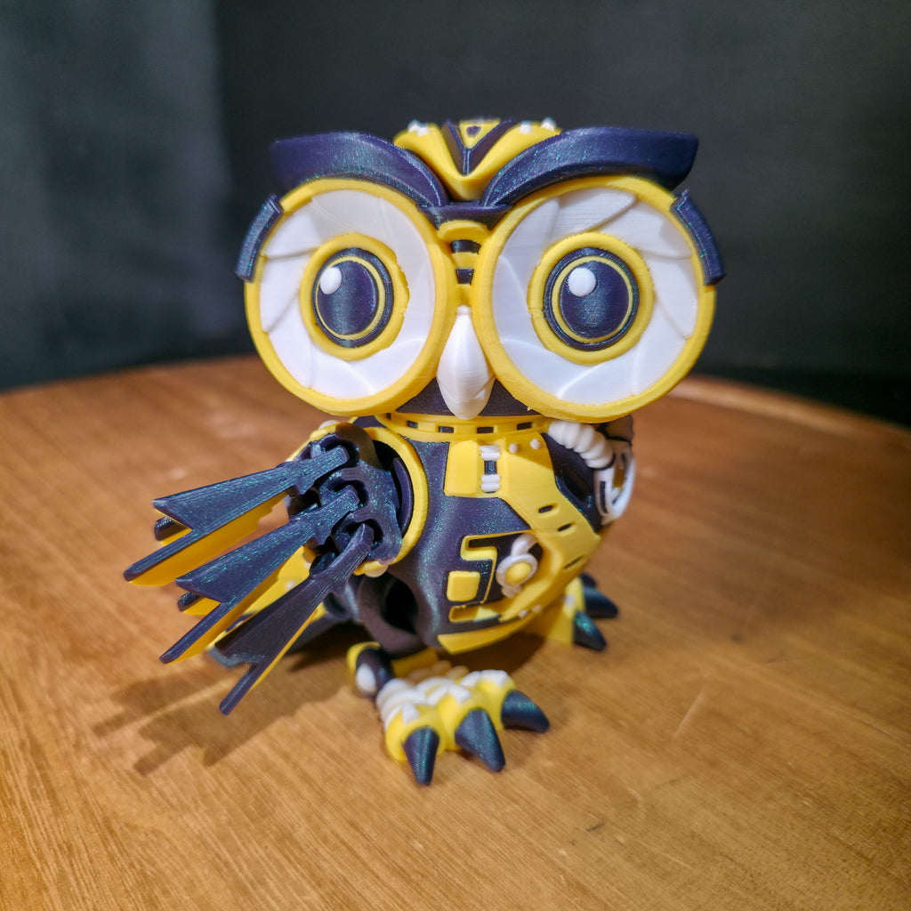 Flexi Cyber Owl | Articulated Robotic Owl Figure with Rotating Head & Moving Wings