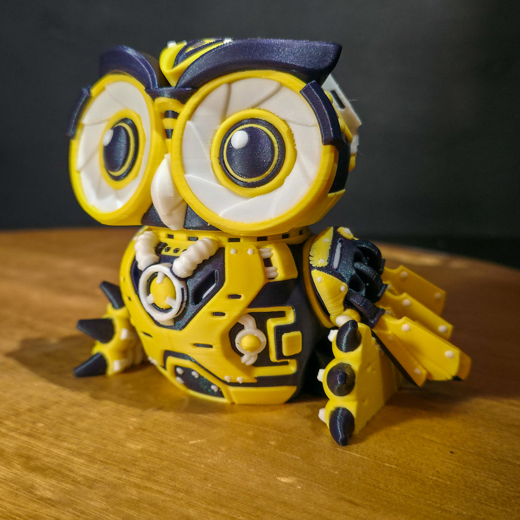 Flexi Cyber Owl | Articulated Robotic Owl Figure with Rotating Head & Moving Wings