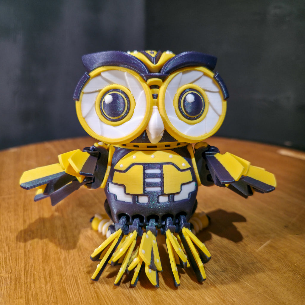 Flexi Cyber Owl | Articulated Robotic Owl Figure with Rotating Head & Moving Wings