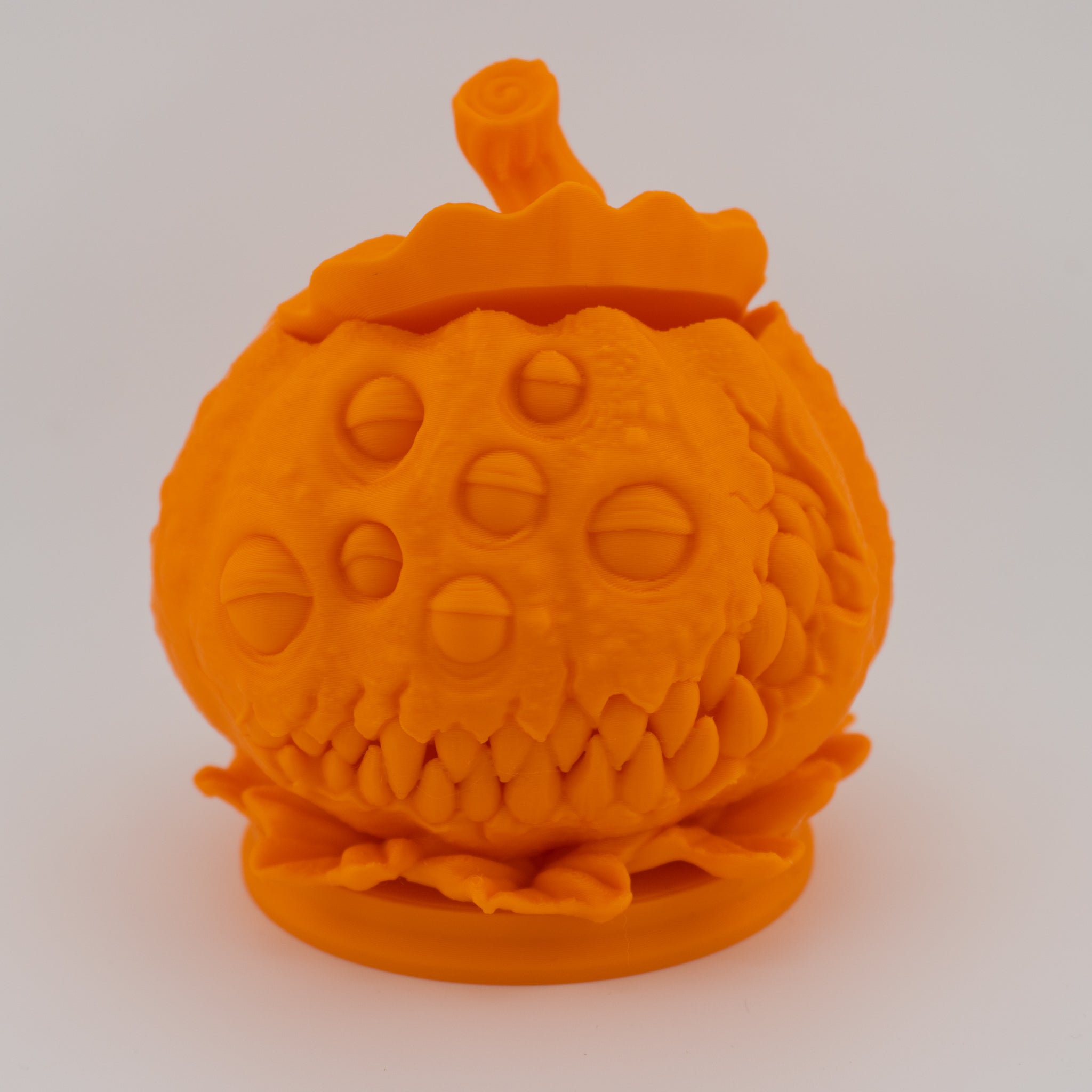 Watcher Gourd Pumpkin Container – Creepy Horror Decor with Removable Lid (Round or Base Variant)