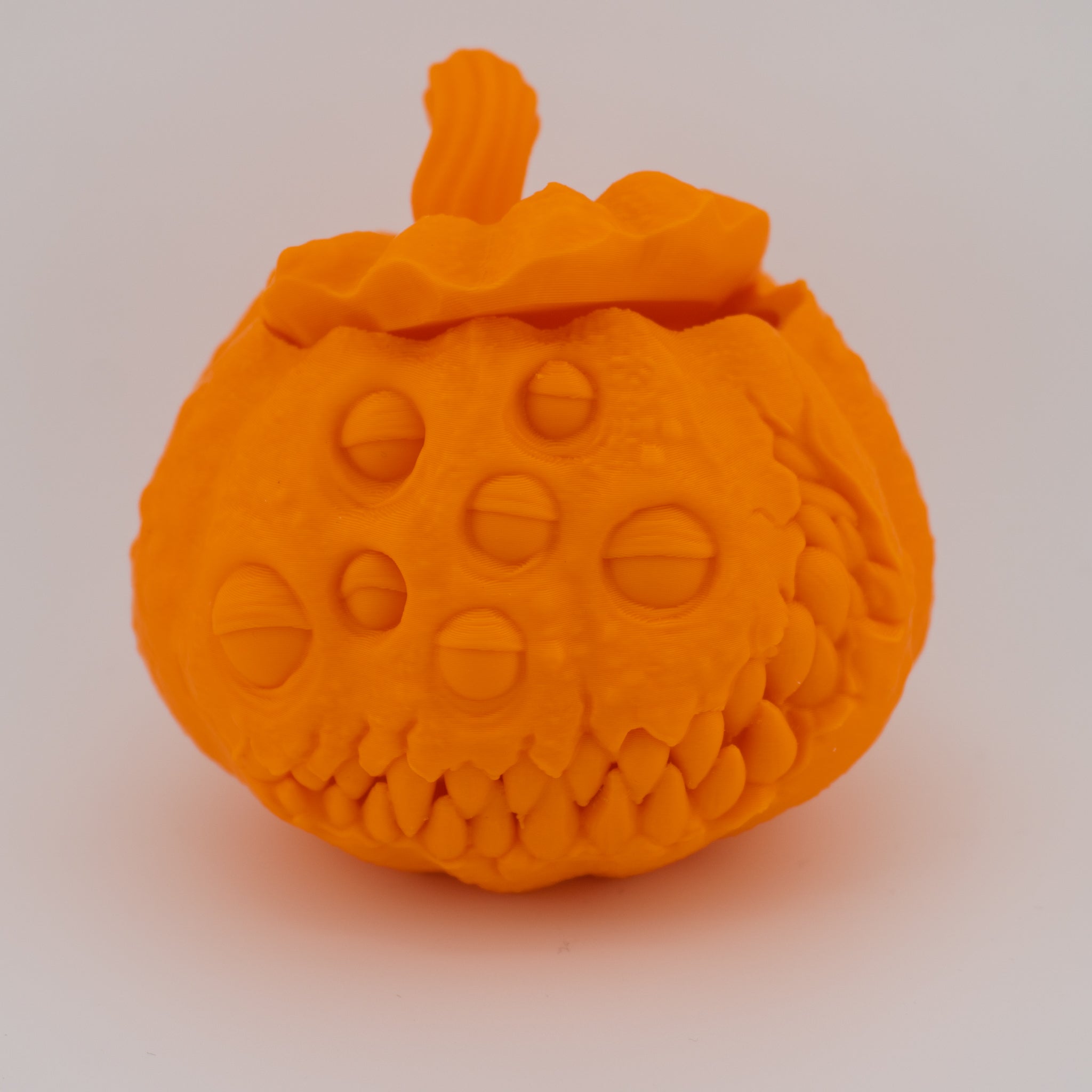 Watcher Gourd Pumpkin Container – Creepy Horror Decor with Removable Lid (Round or Base Variant)