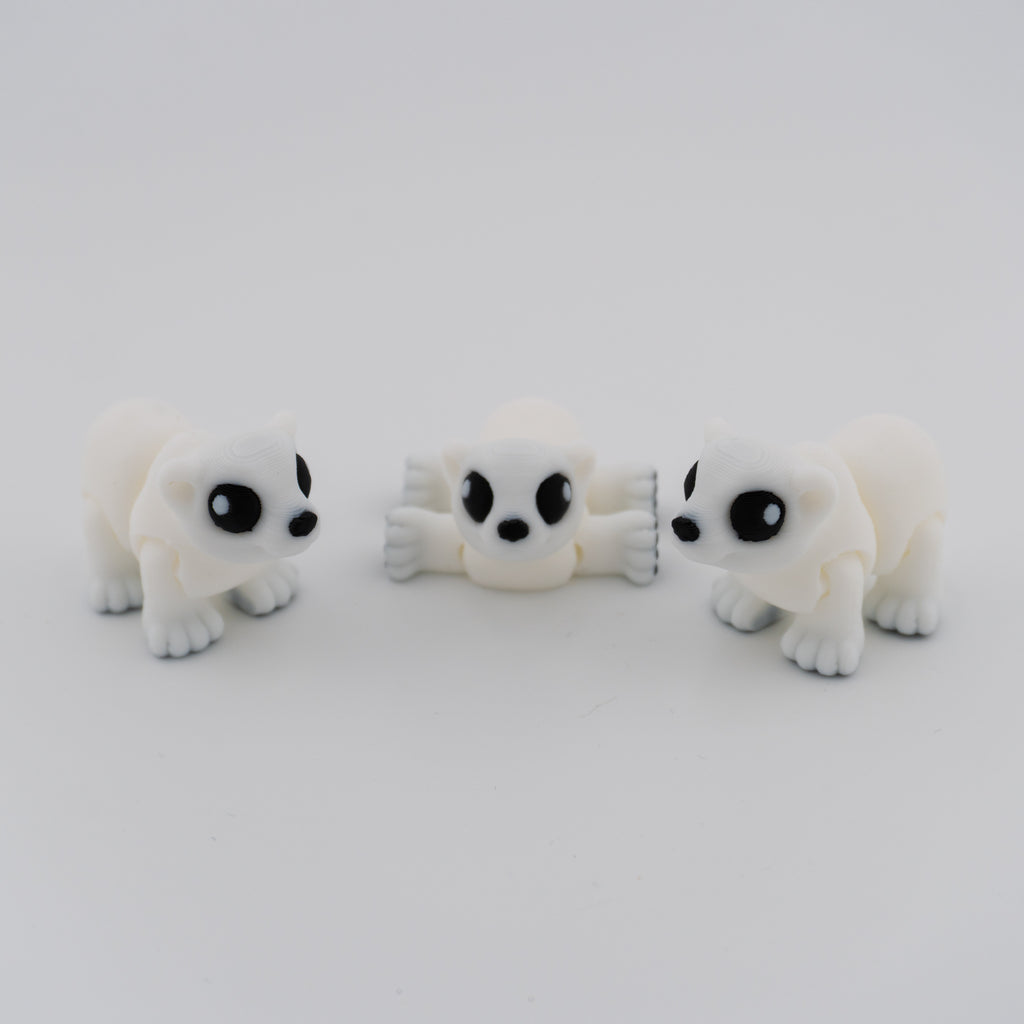 Hatchling Polar Bear – Mini Articulated Flexi Figure (With or Without Santa Hat)