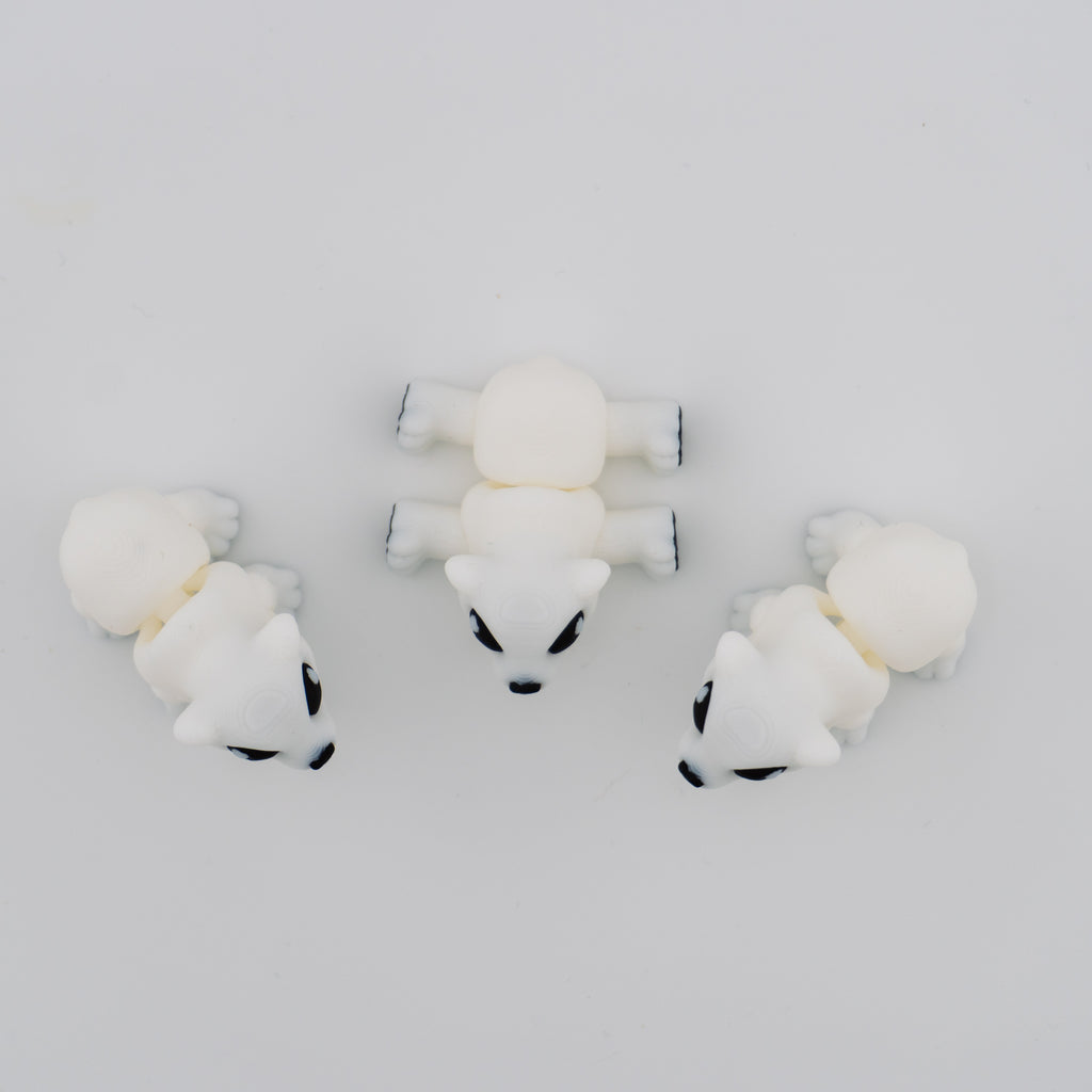 Hatchling Polar Bear – Mini Articulated Flexi Figure (With or Without Santa Hat)