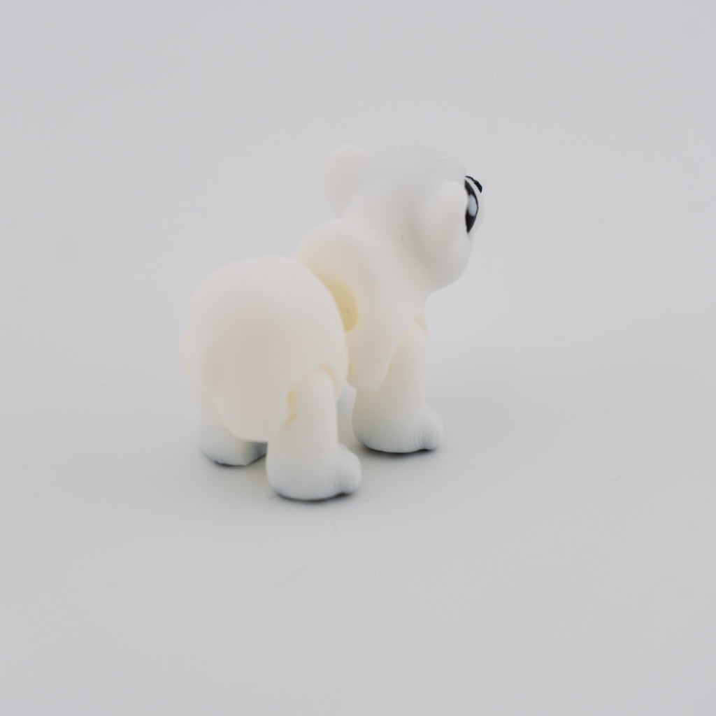 Hatchling Polar Bear – Mini Articulated Flexi Figure (With or Without Santa Hat)