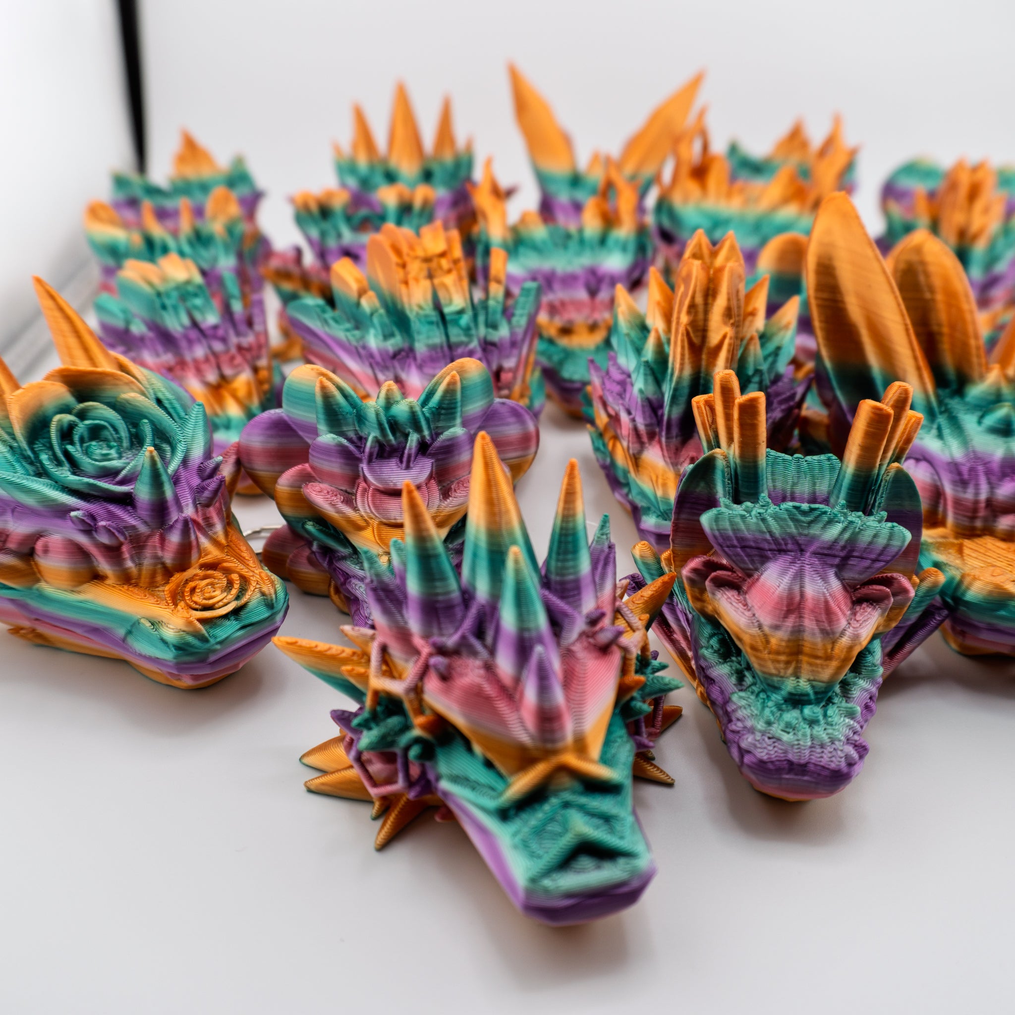 Dragon Head Keychain – 26 Variants | Silk Dawn Radiance | 3D Printed
