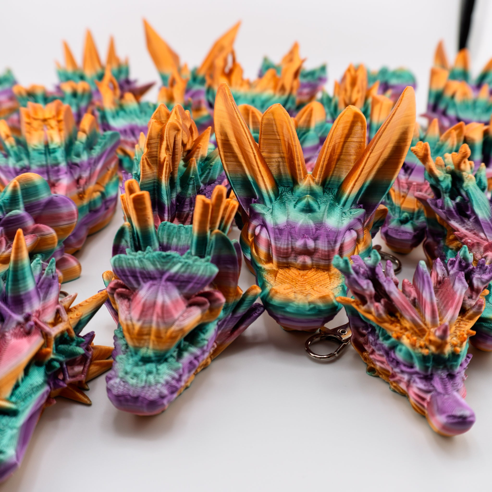 Dragon Head Keychain – 26 Variants | Silk Dawn Radiance | 3D Printed