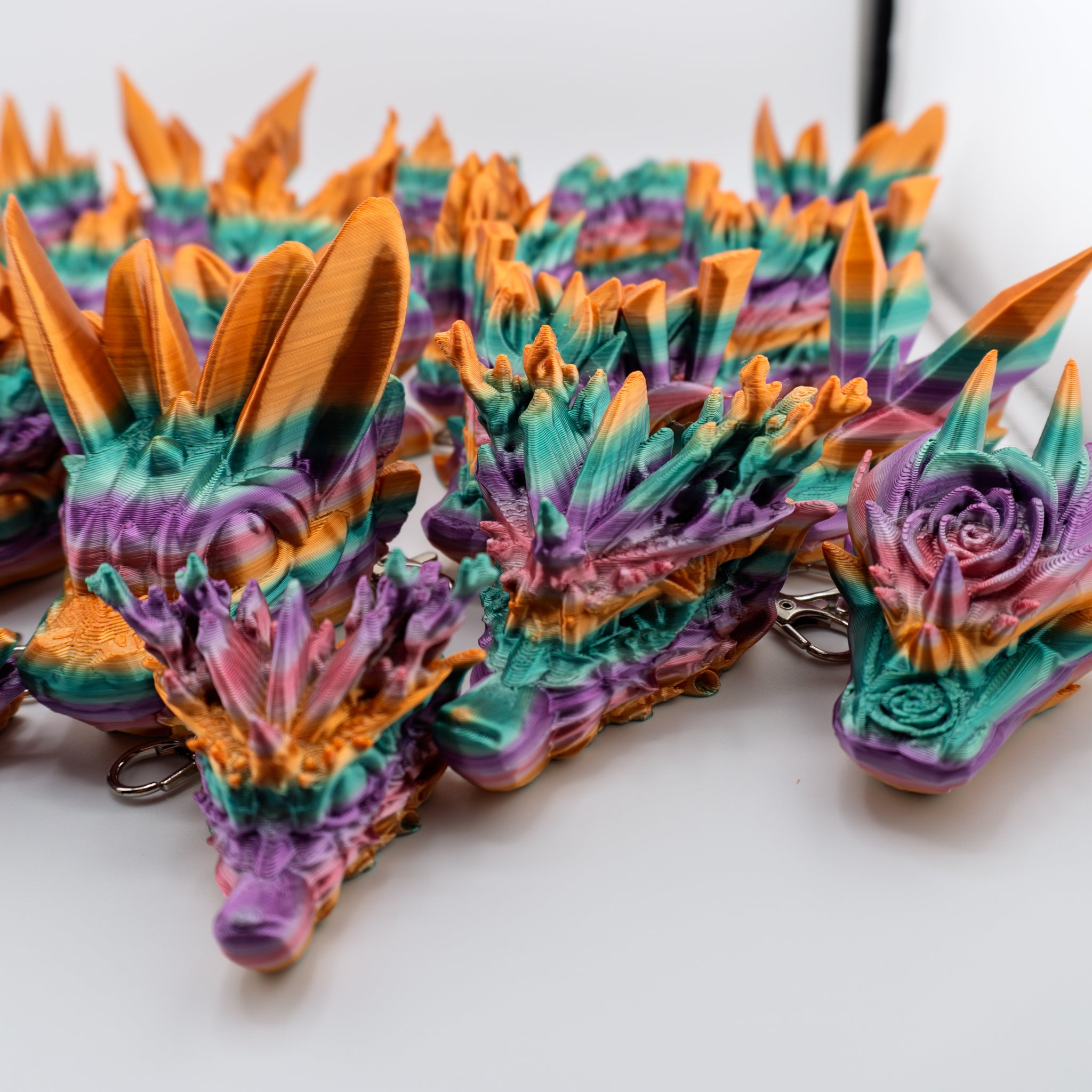 Dragon Head Keychain – 26 Variants | Silk Dawn Radiance | 3D Printed