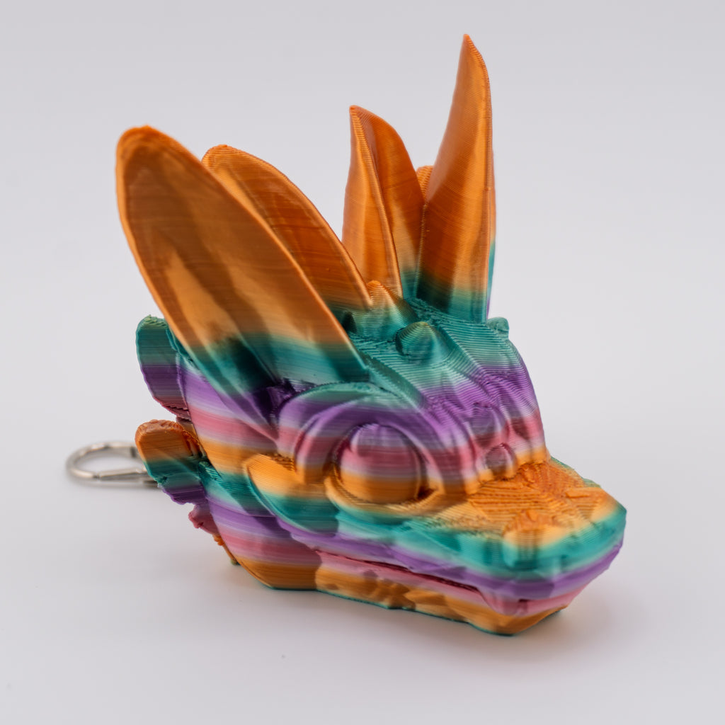 Dragon Head Keychain – 26 Variants | Silk Dawn Radiance | 3D Printed