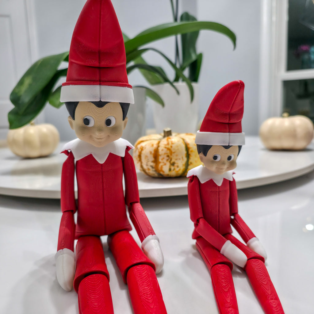 Flexi Elf | Articulated Holiday Elf Figure | 3D Printed Christmas Decoration | Standard & XL Sizes