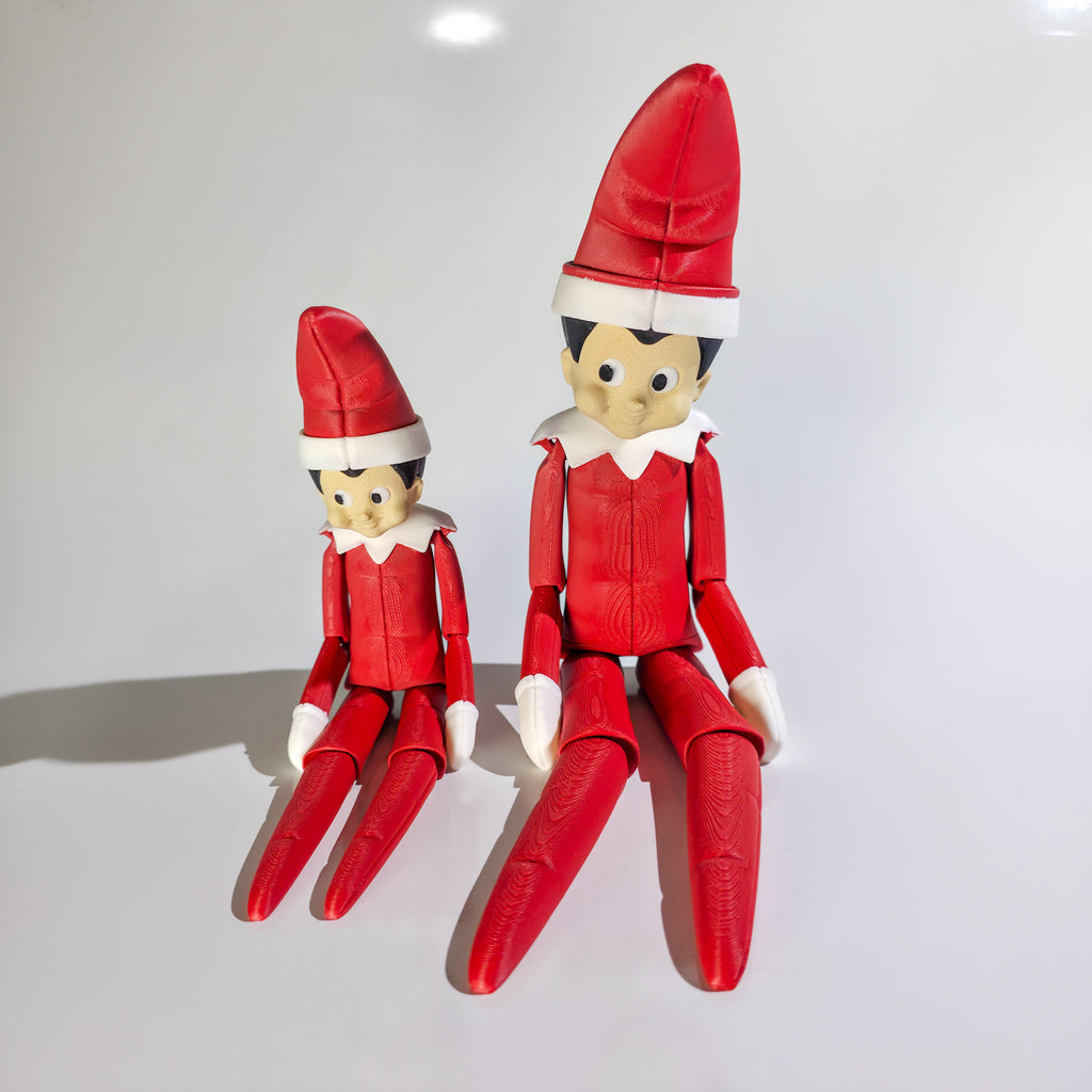 Flexi Elf | Articulated Holiday Elf Figure | 3D Printed Christmas Decoration | Standard & XL Sizes