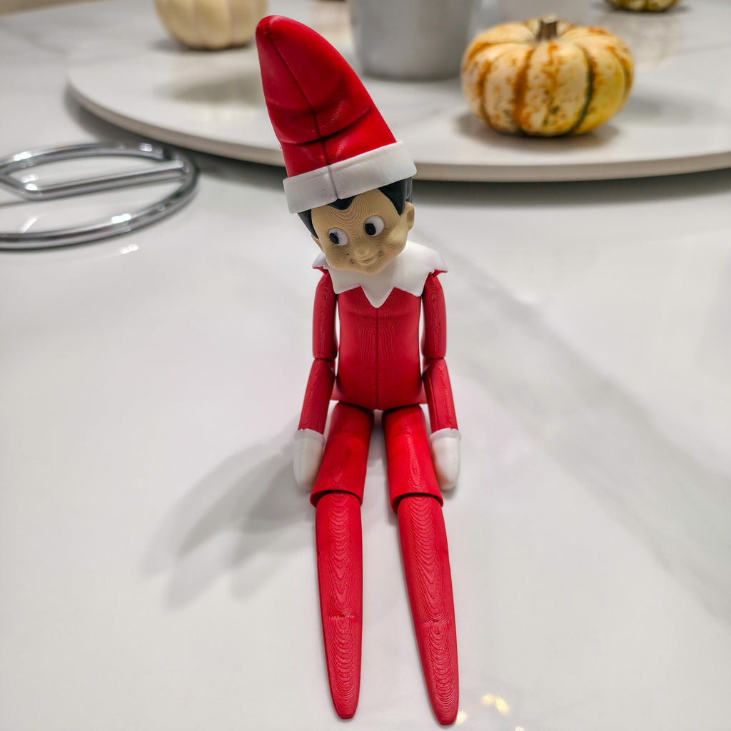 Flexi Elf | Articulated Holiday Elf Figure | 3D Printed Christmas Decoration | Standard & XL Sizes