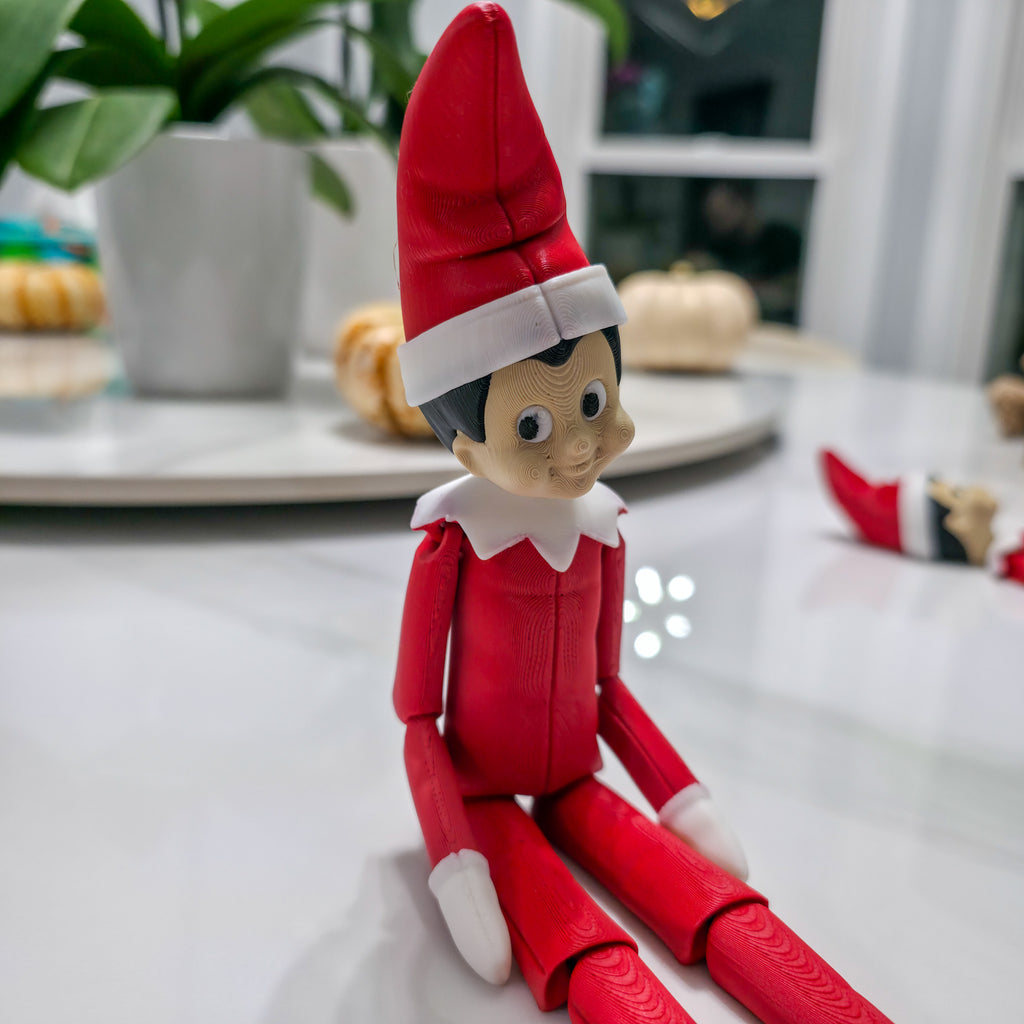 Flexi Elf | Articulated Holiday Elf Figure | 3D Printed Christmas Decoration | Standard & XL Sizes