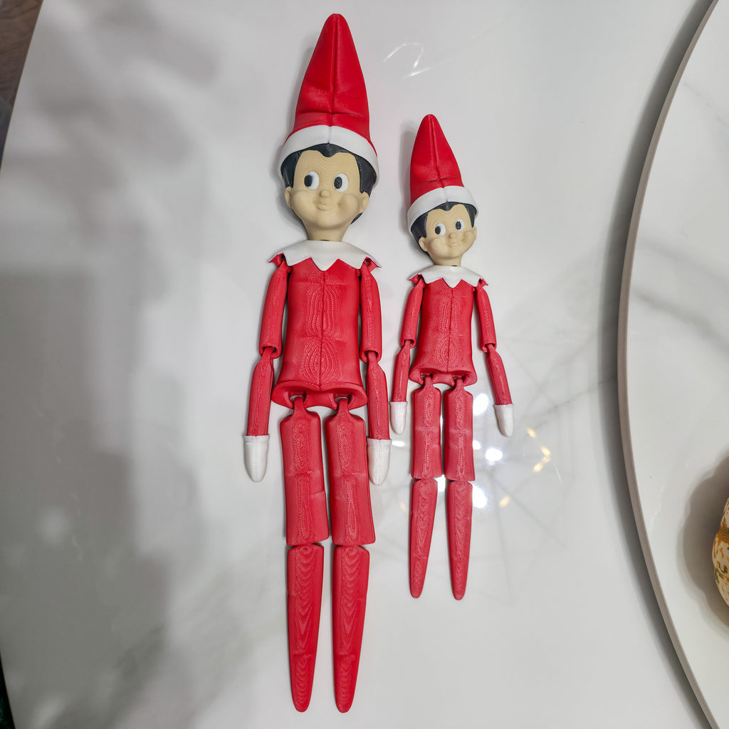 Flexi Elf | Articulated Holiday Elf Figure | 3D Printed Christmas Decoration | Standard & XL Sizes