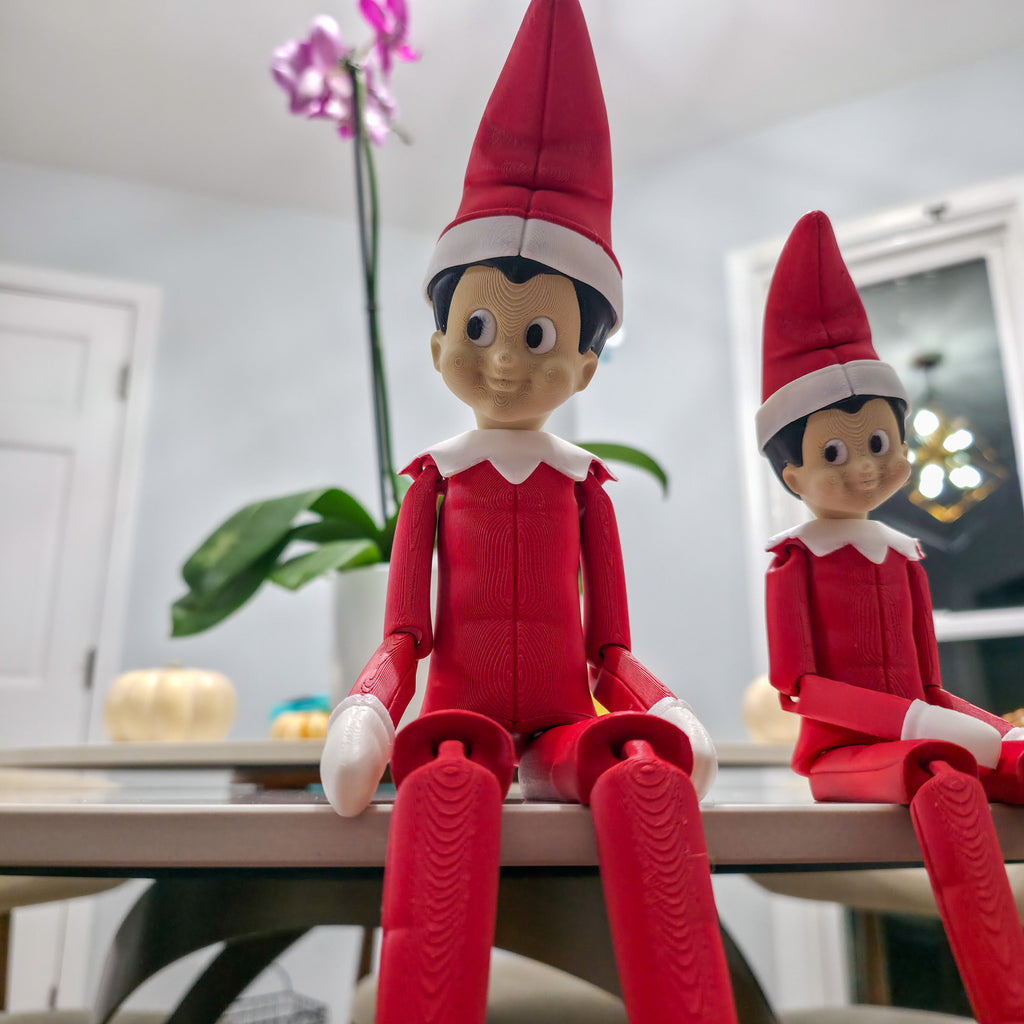 Flexi Elf | Articulated Holiday Elf Figure | 3D Printed Christmas Decoration | Standard & XL Sizes
