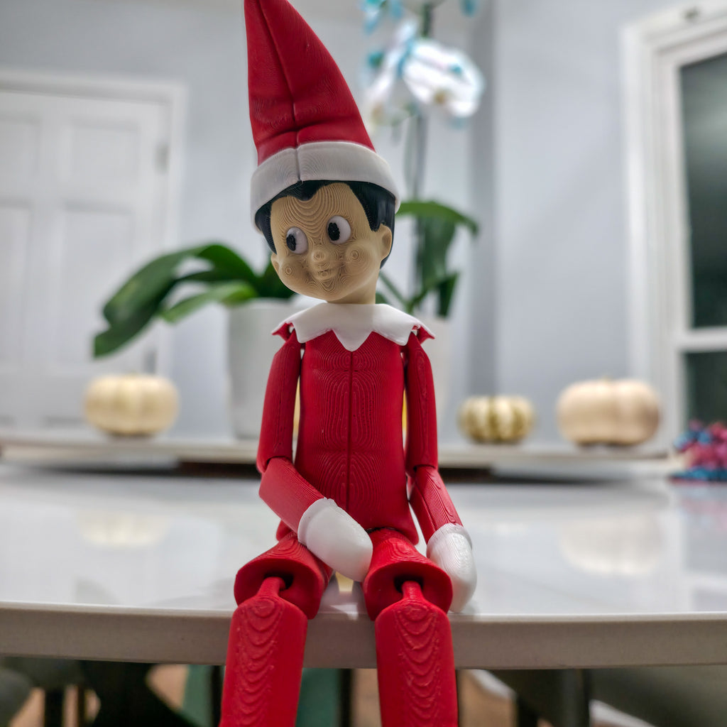 Flexi Elf | Articulated Holiday Elf Figure | 3D Printed Christmas Decoration | Standard & XL Sizes