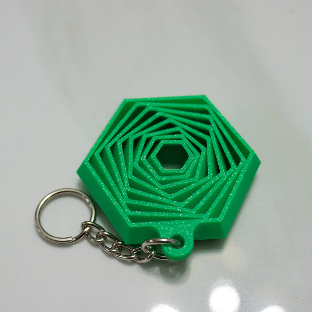 Fidget Hexagon Keychain | 1.75” 3D Printed Sensory Toy | Geometric Stress Reliever