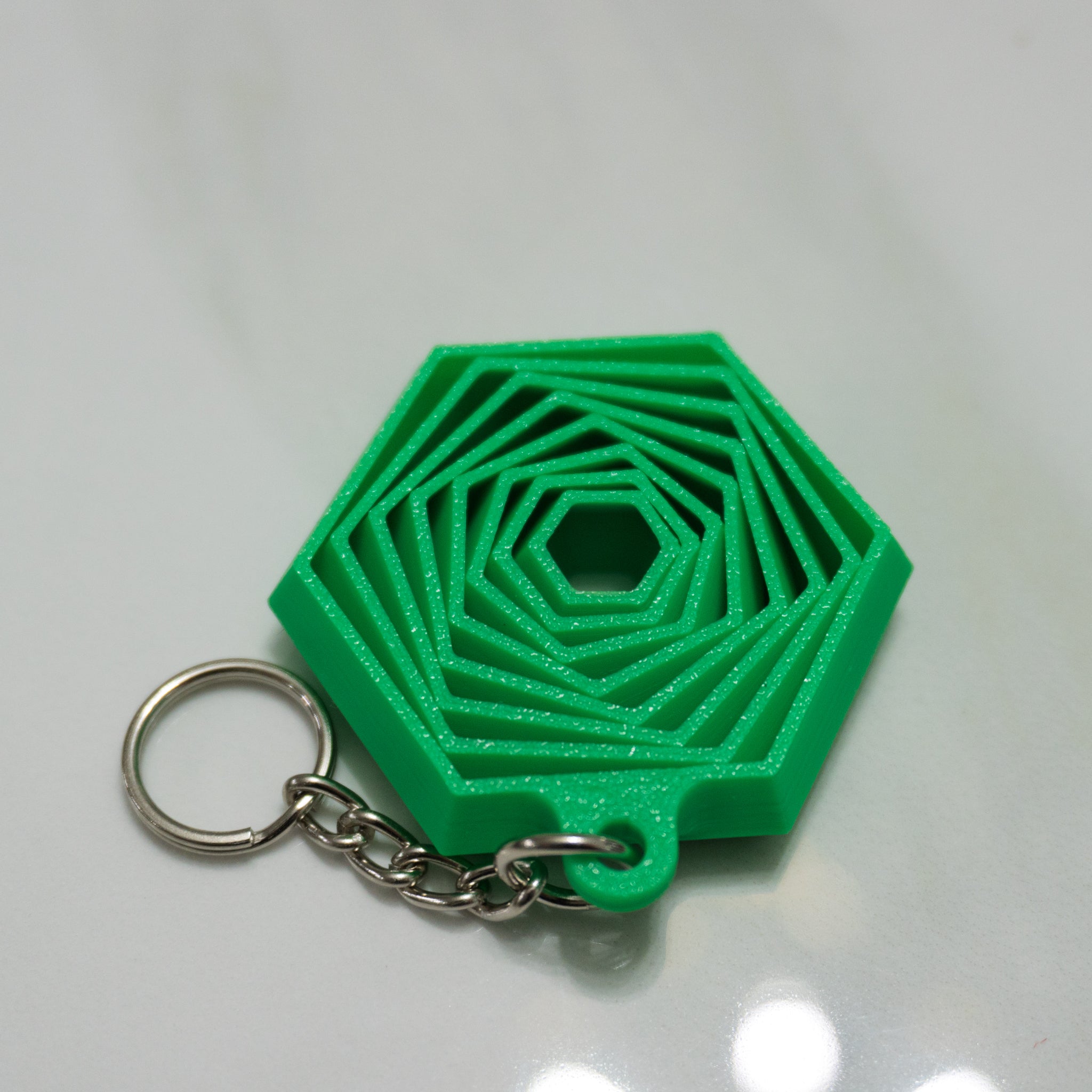 Fidget Hexagon Keychain | 1.75” 3D Printed Sensory Toy | Geometric Stress Reliever