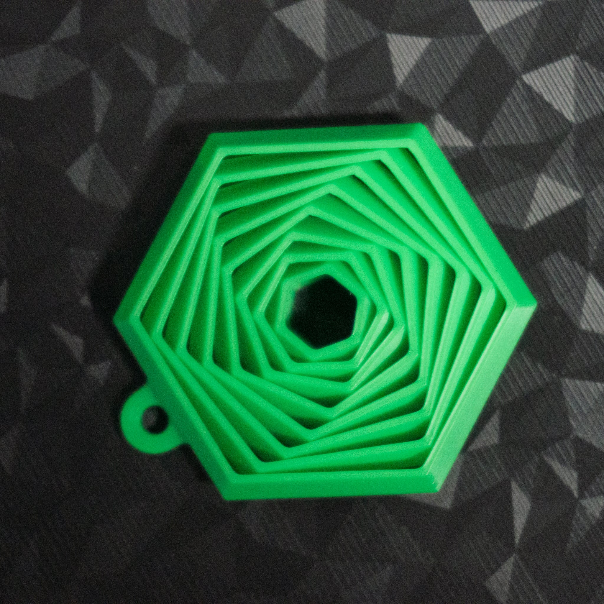 Fidget Hexagon Keychain | 1.75” 3D Printed Sensory Toy | Geometric Stress Reliever