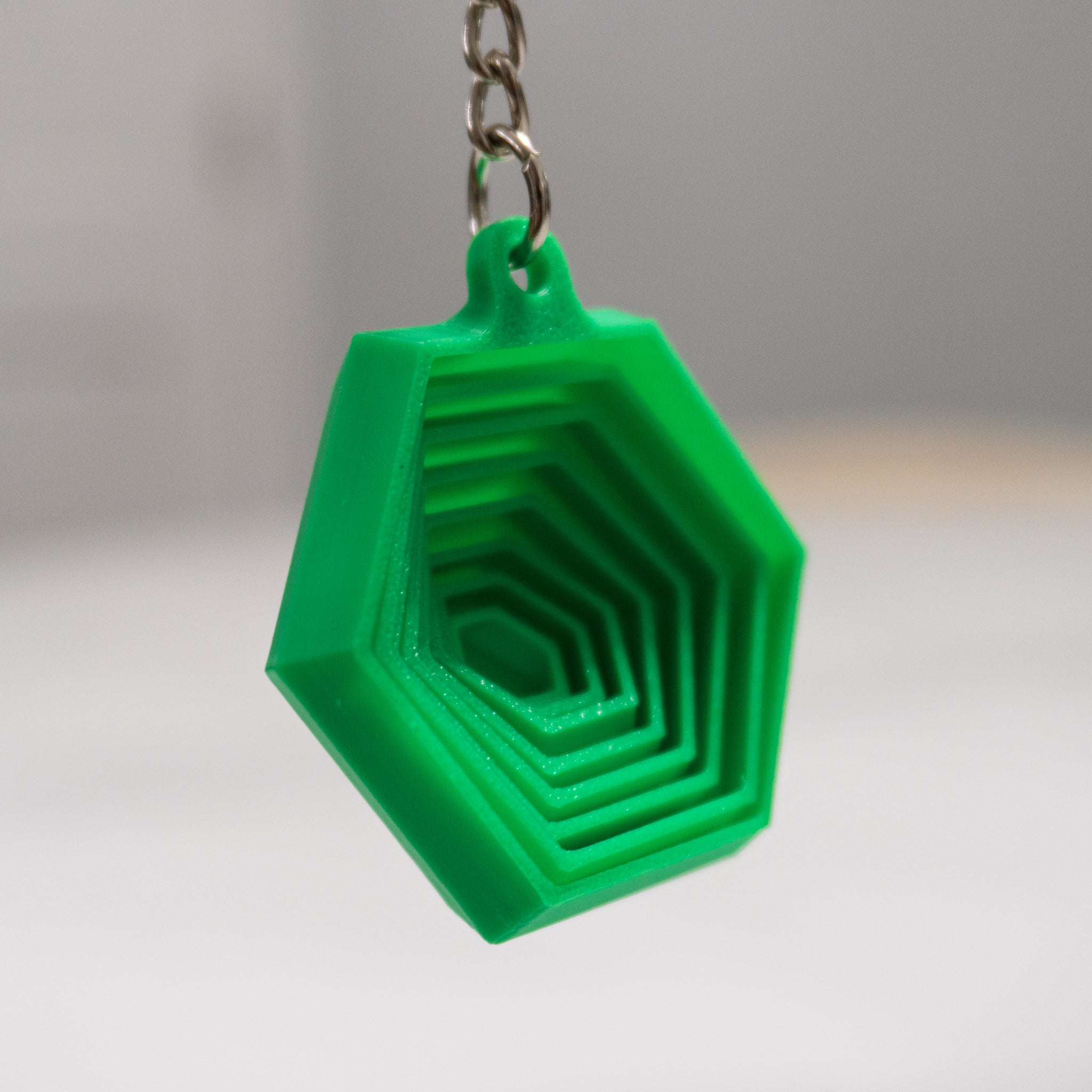 Fidget Hexagon Keychain | 1.75” 3D Printed Sensory Toy | Geometric Stress Reliever