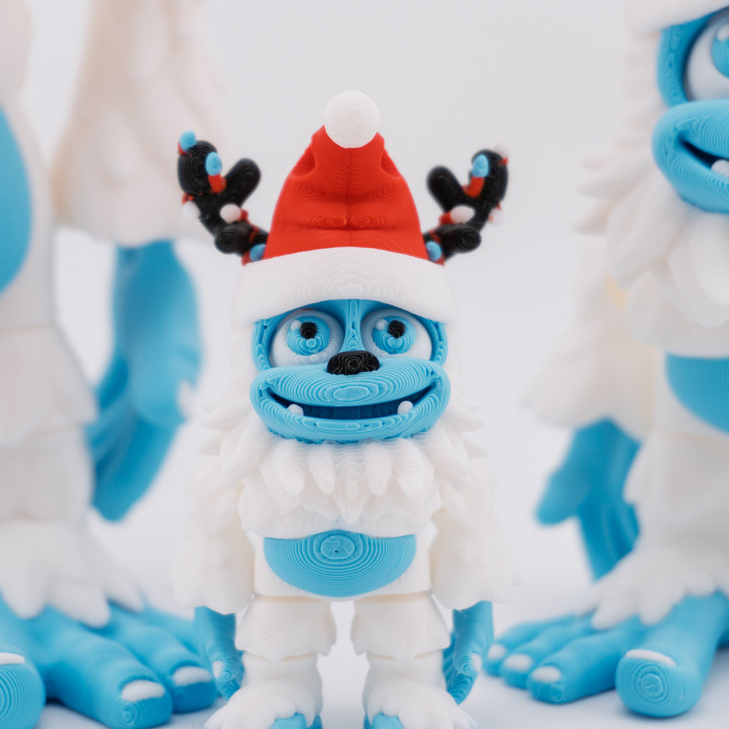 Flexi Holiday Yeti | Articulated Christmas Figurine | 3 Sizes Available