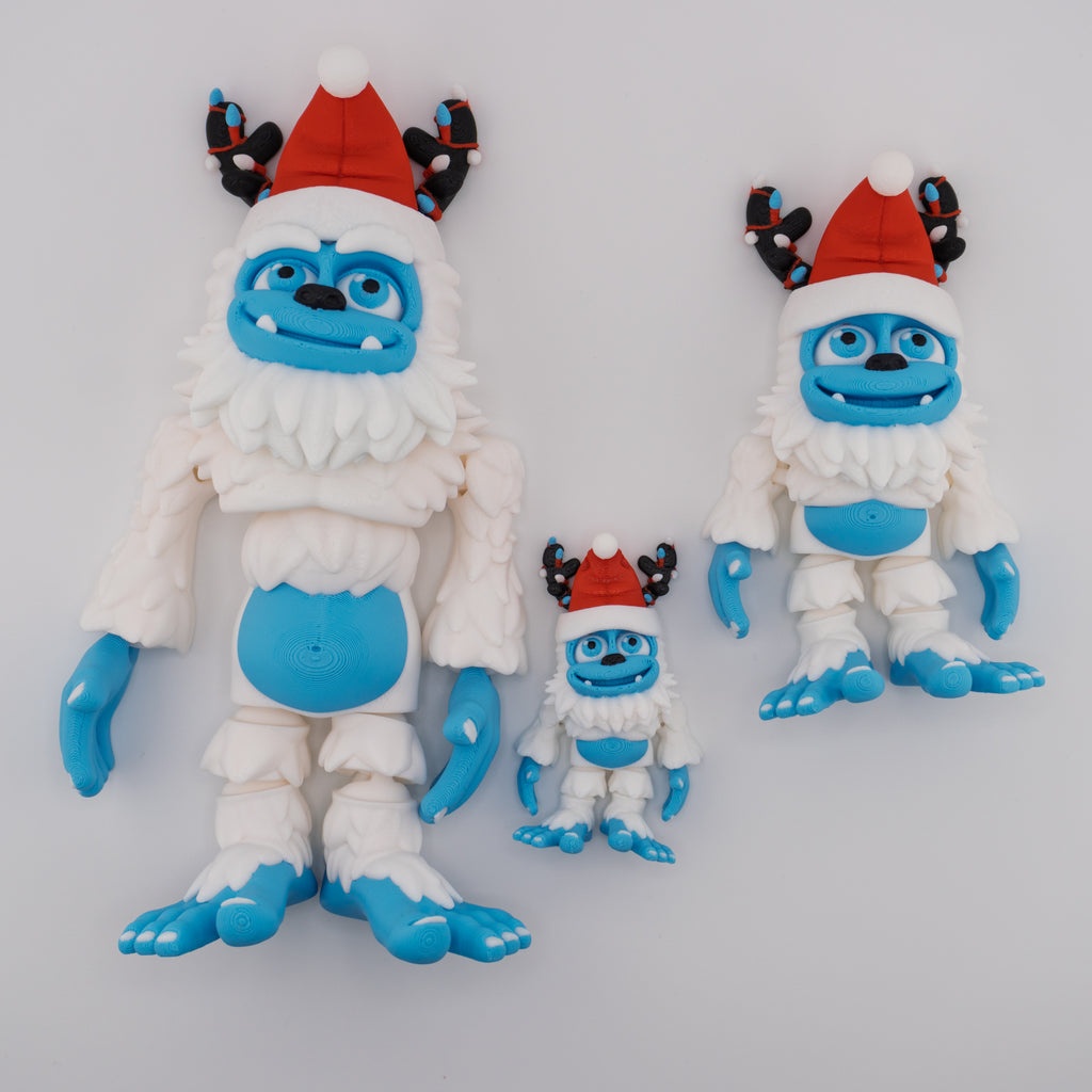 Flexi Holiday Yeti | Articulated Christmas Figurine | 3 Sizes Available