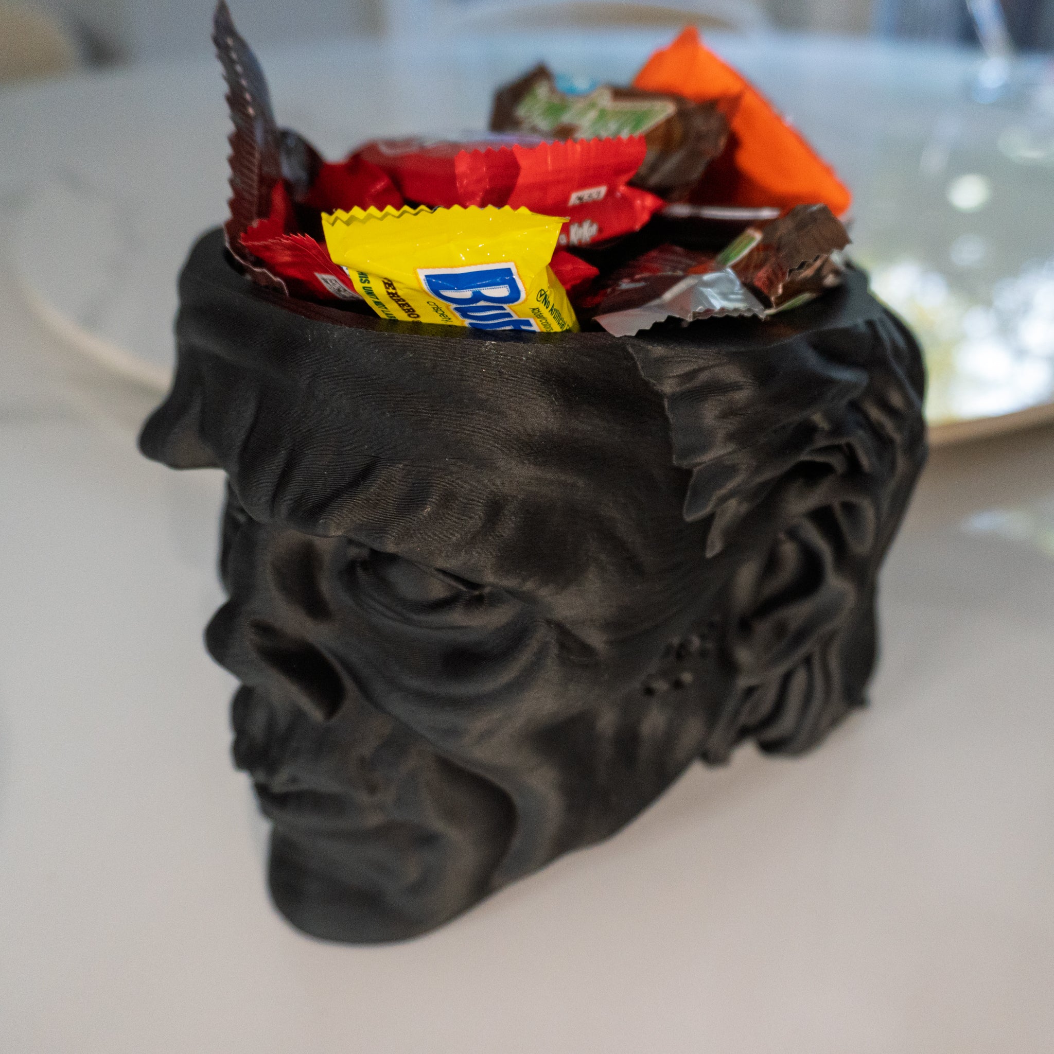 Frankenstein’s Monster Candy Bowl – 3D Printed Halloween Decor, Horror Movie Treat Holder, Gothic Desk Organizer