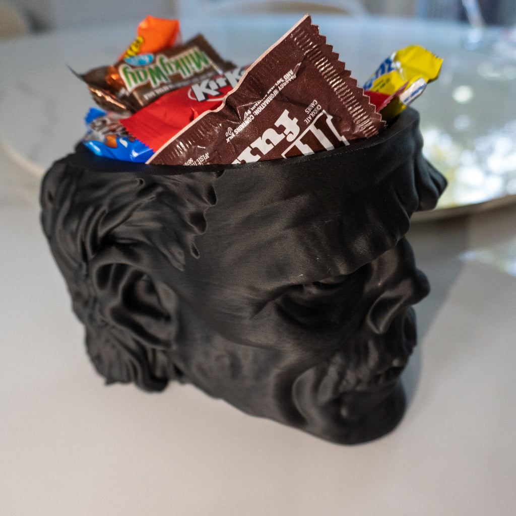 Frankenstein’s Monster Candy Bowl – 3D Printed Halloween Decor, Horror Movie Treat Holder, Gothic Desk Organizer