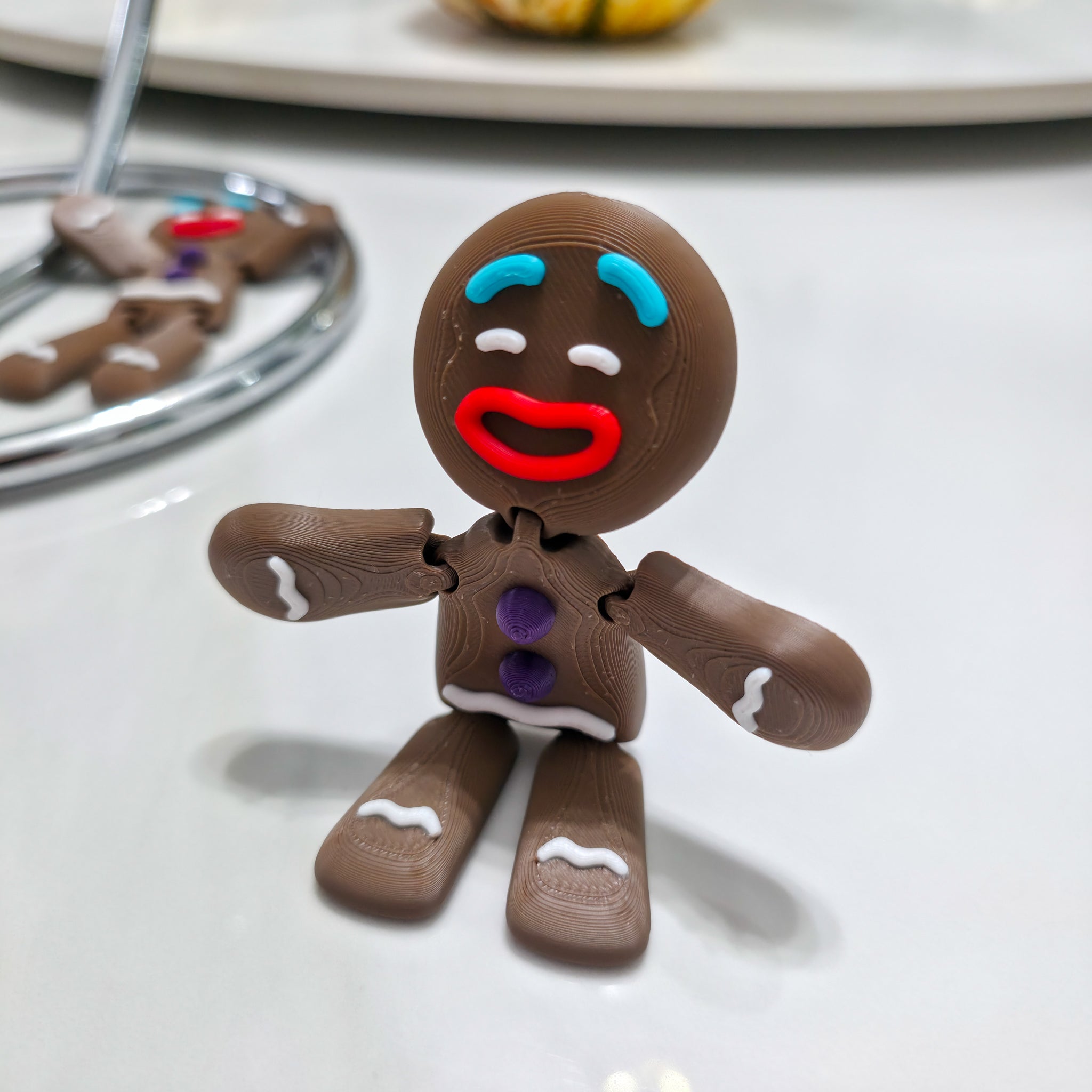 Flexi Gingerbread Man | 5-Color Articulated Cookie Figure | 3D Printed Christmas Collectible