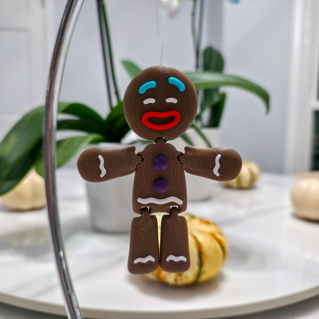 Flexi Gingerbread Man | 5-Color Articulated Cookie Figure | 3D Printed Christmas Collectible