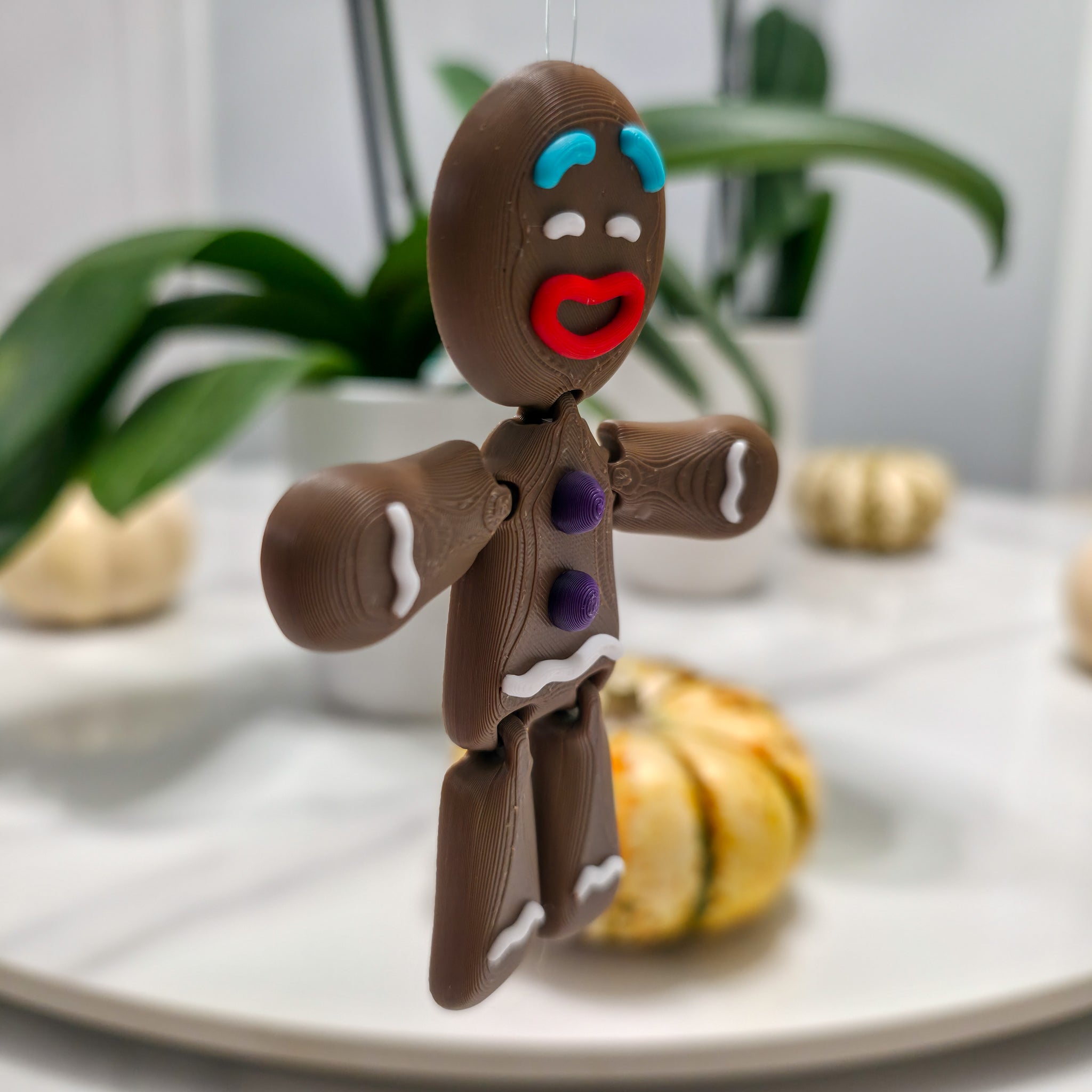 Flexi Gingerbread Man | 5-Color Articulated Cookie Figure | 3D Printed Christmas Collectible
