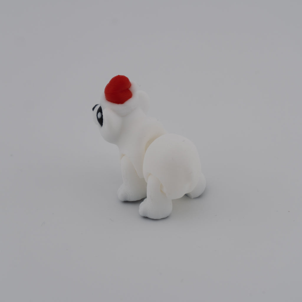 Hatchling Polar Bear – Mini Articulated Flexi Figure (With or Without Santa Hat)