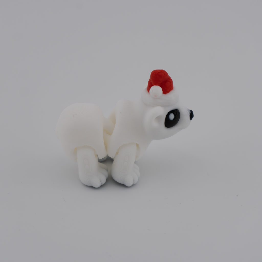 Hatchling Polar Bear – Mini Articulated Flexi Figure (With or Without Santa Hat)