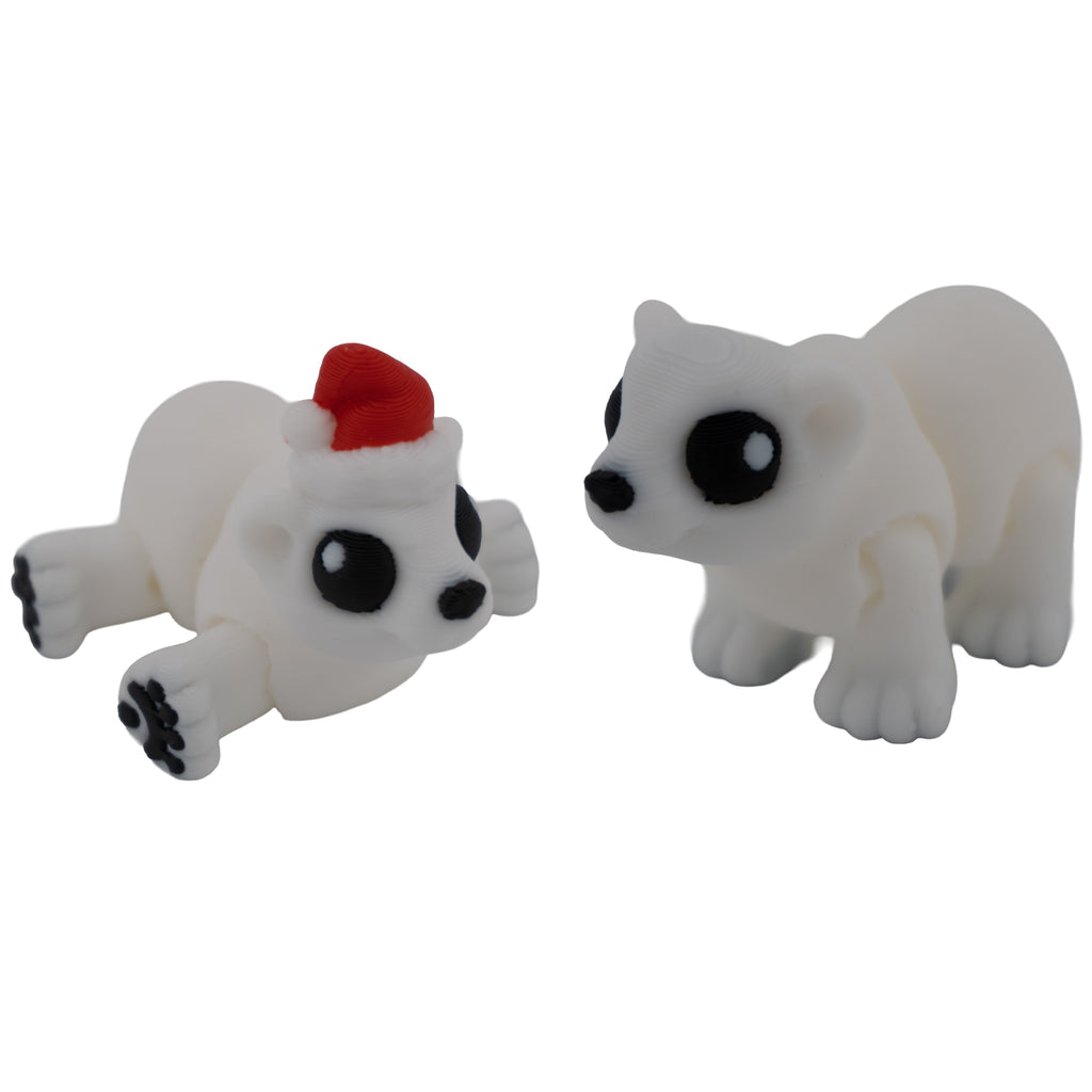 Hatchling Polar Bear – Mini Articulated Flexi Figure (With or Without Santa Hat)