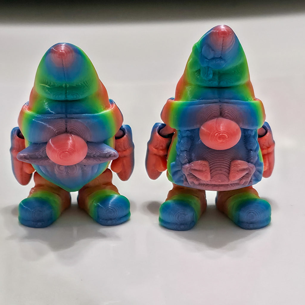 Flexi Mini Gnome Pair | Articulated Rainbow Garden Gnomes | 3D Printed Collectible Figures (Set of 2)
