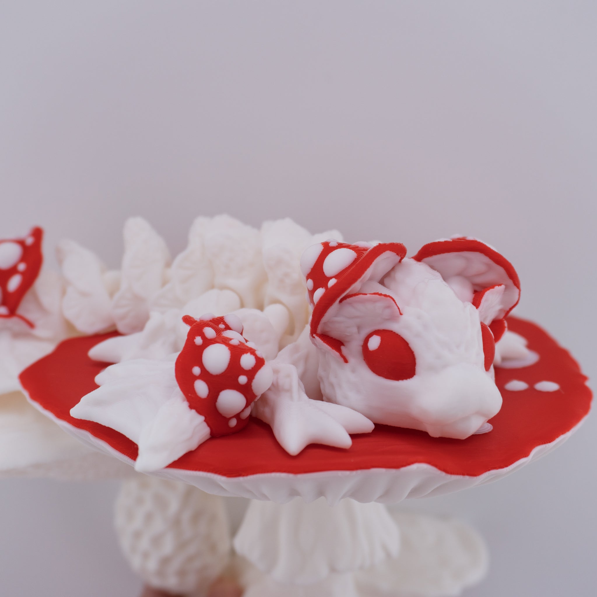 Mushroom Dragon – Articulated Fantasy Figure & Optional Mushroom Shelf Display | About 7.5" Long