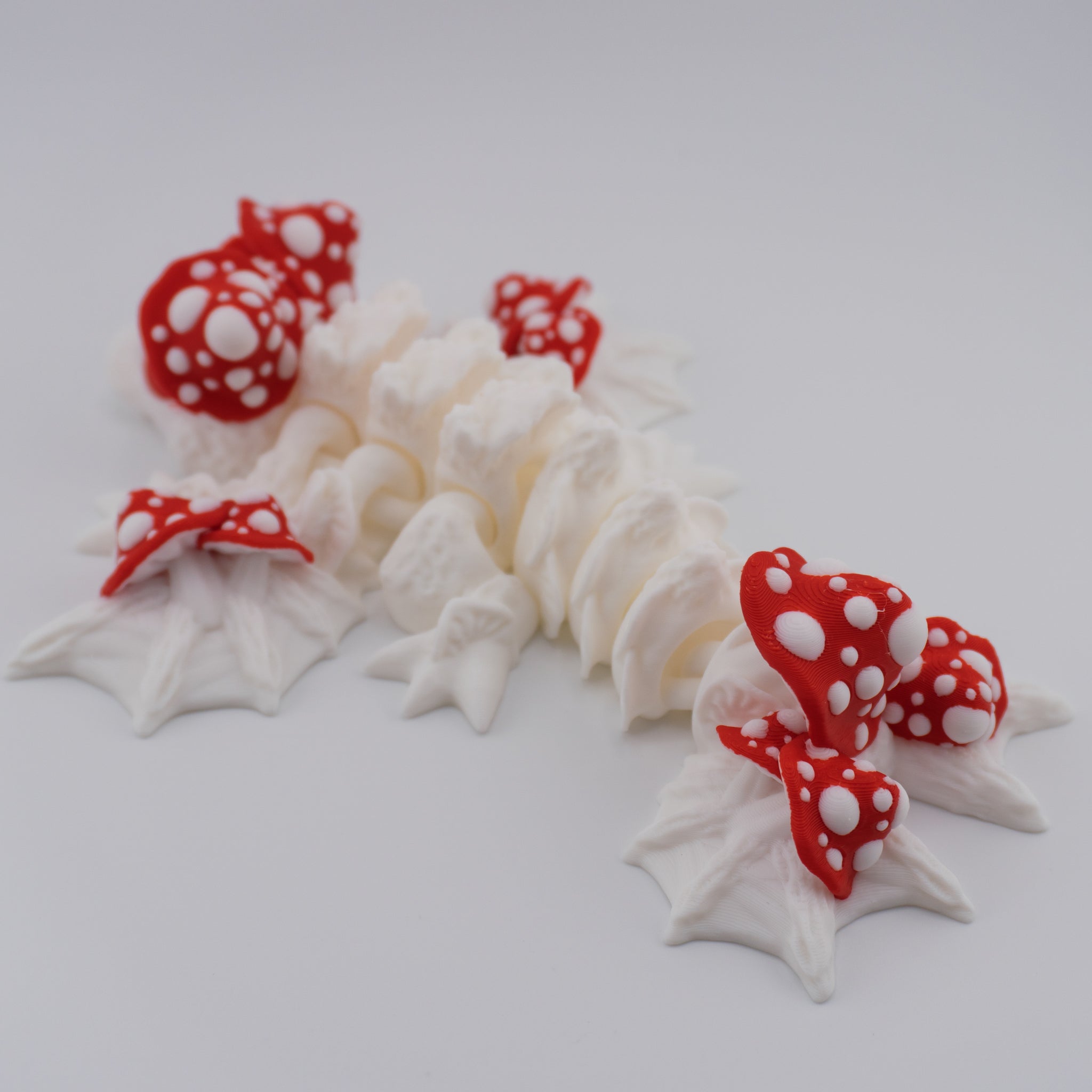 Mushroom Dragon – Articulated Fantasy Figure & Optional Mushroom Shelf Display | About 7.5" Long