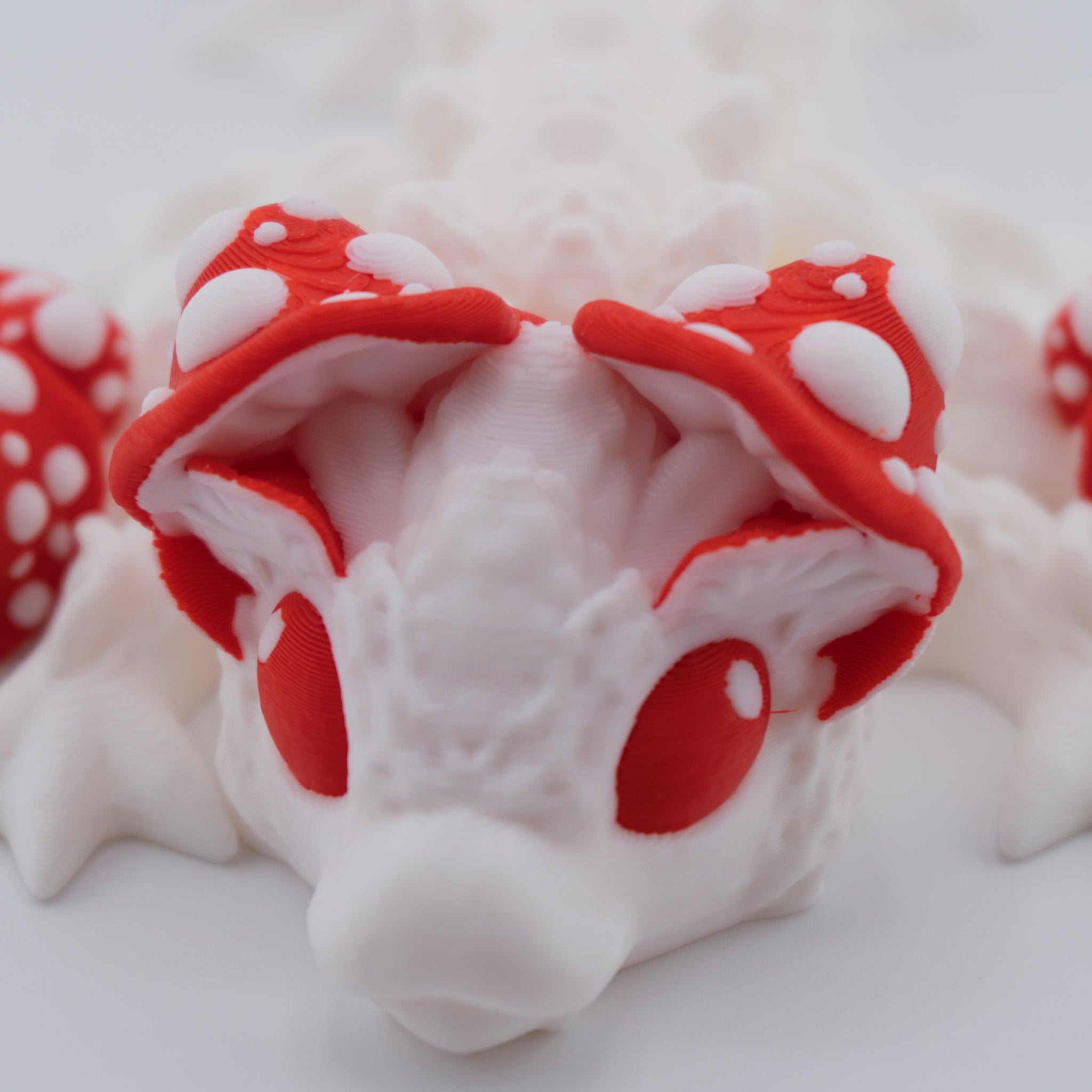 Mushroom Dragon – Articulated Fantasy Figure & Optional Mushroom Shelf Display | About 7.5" Long